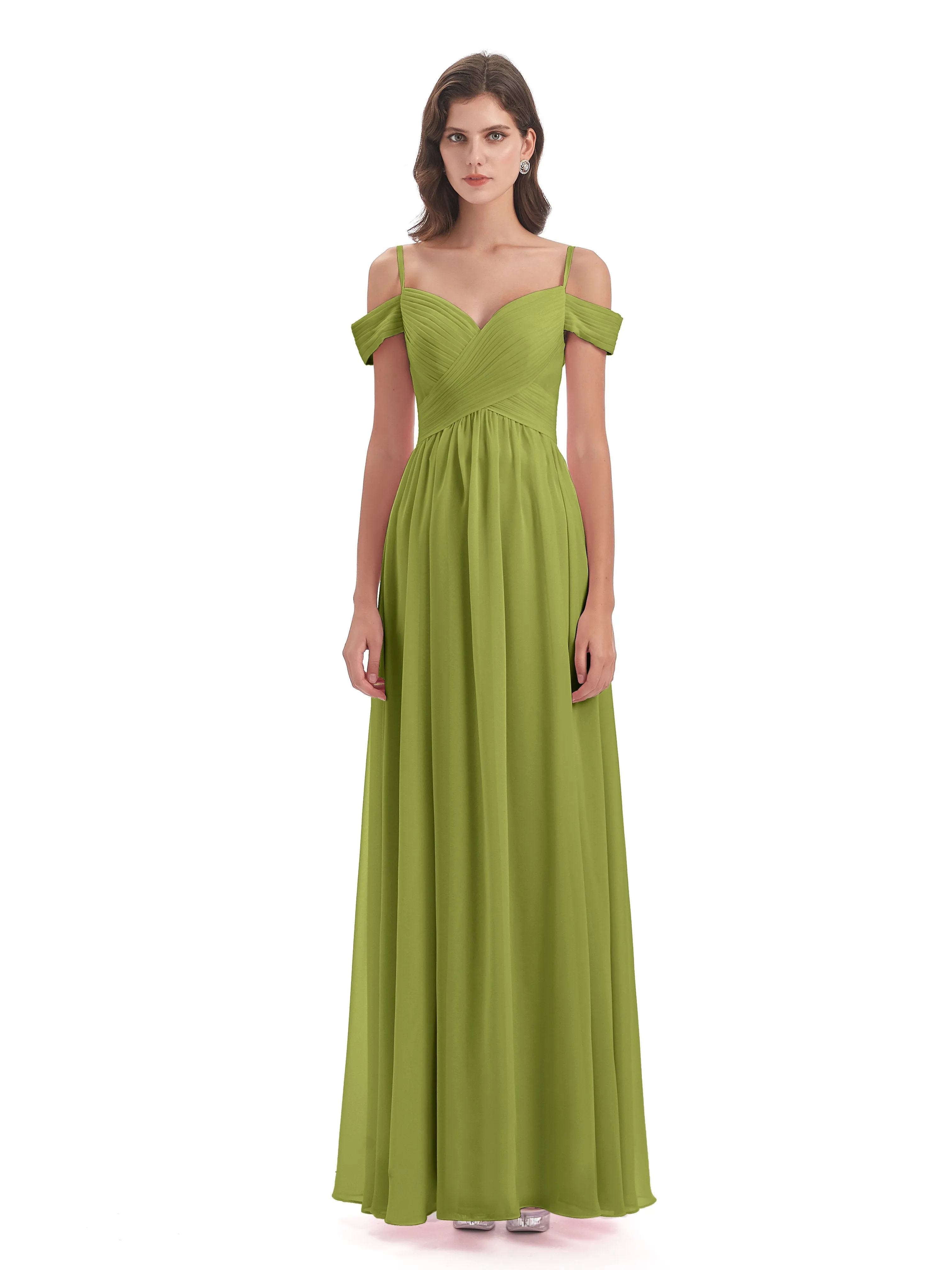 Gorgeous Chiffon Off The Shoulder Long Bridesmaid Dresses