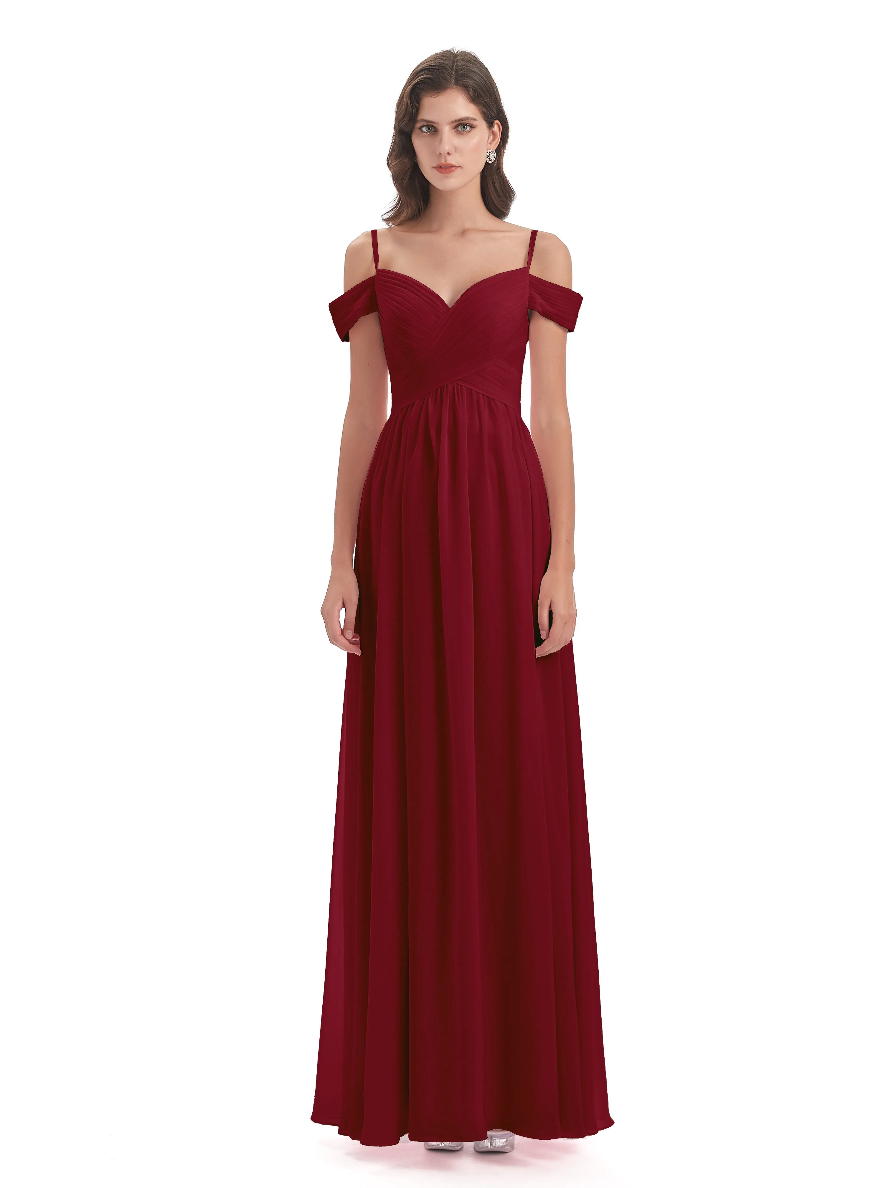 Gorgeous Chiffon Off The Shoulder Long Bridesmaid Dresses