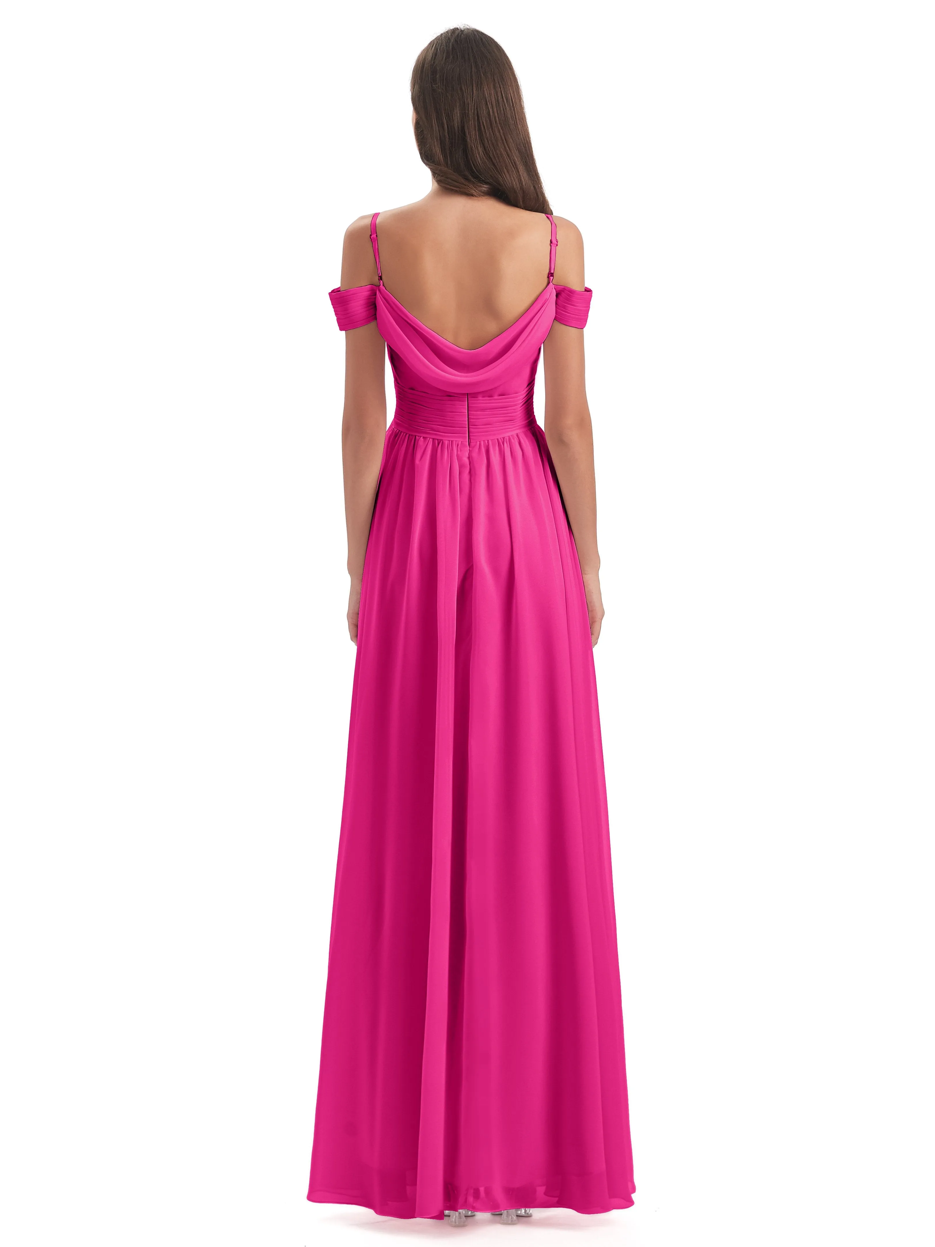 Gorgeous Chiffon Off The Shoulder Long Bridesmaid Dresses