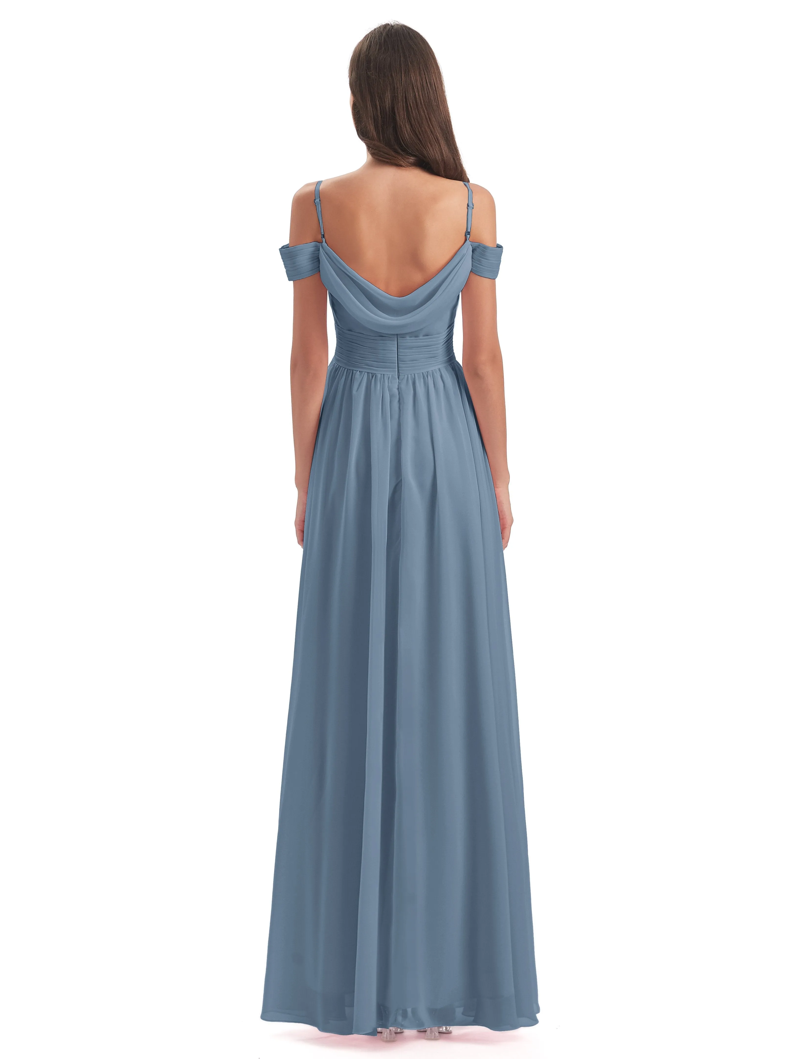 Gorgeous Chiffon Off The Shoulder Long Bridesmaid Dresses