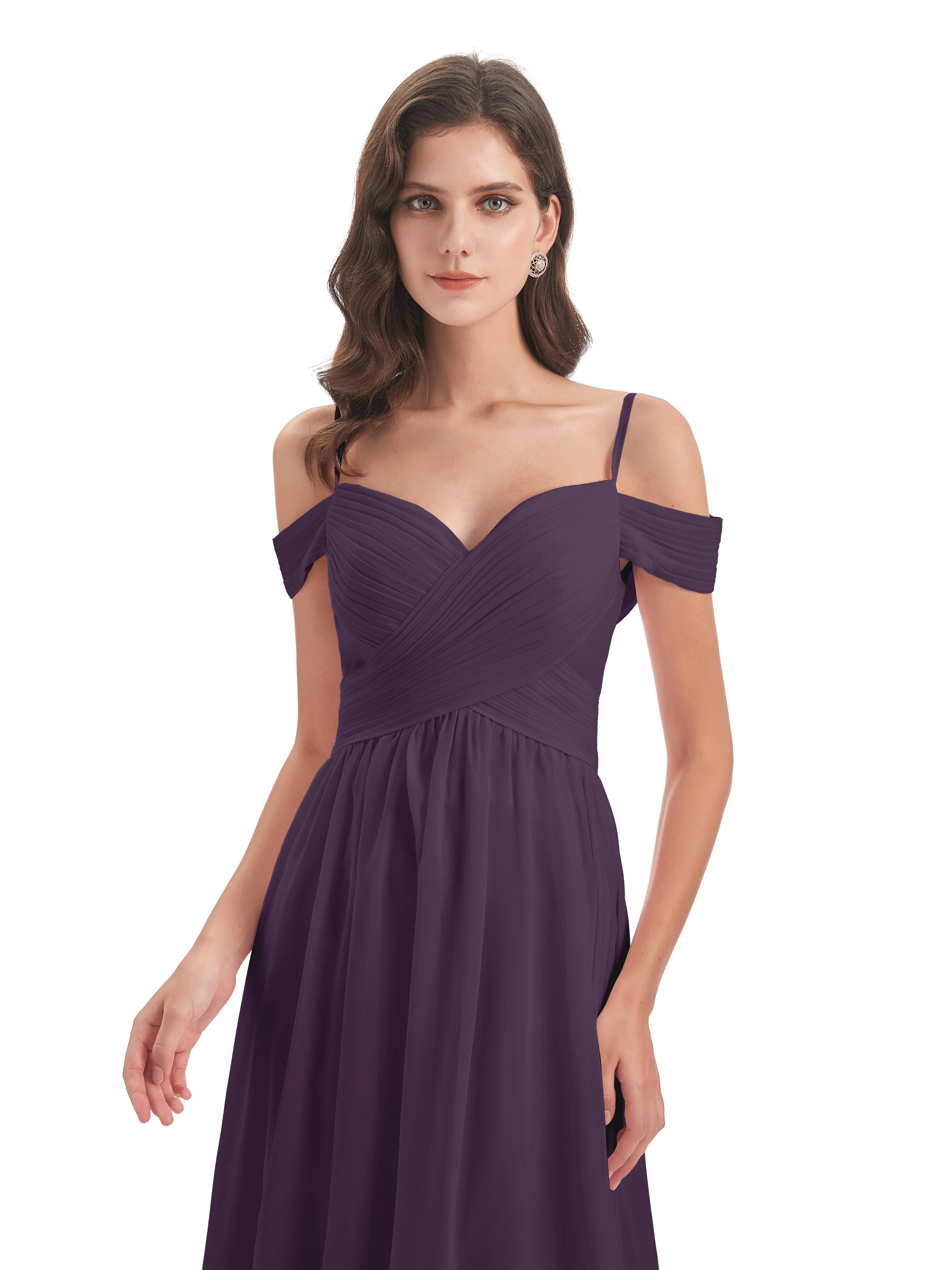 Gorgeous Chiffon Off The Shoulder Long Bridesmaid Dresses