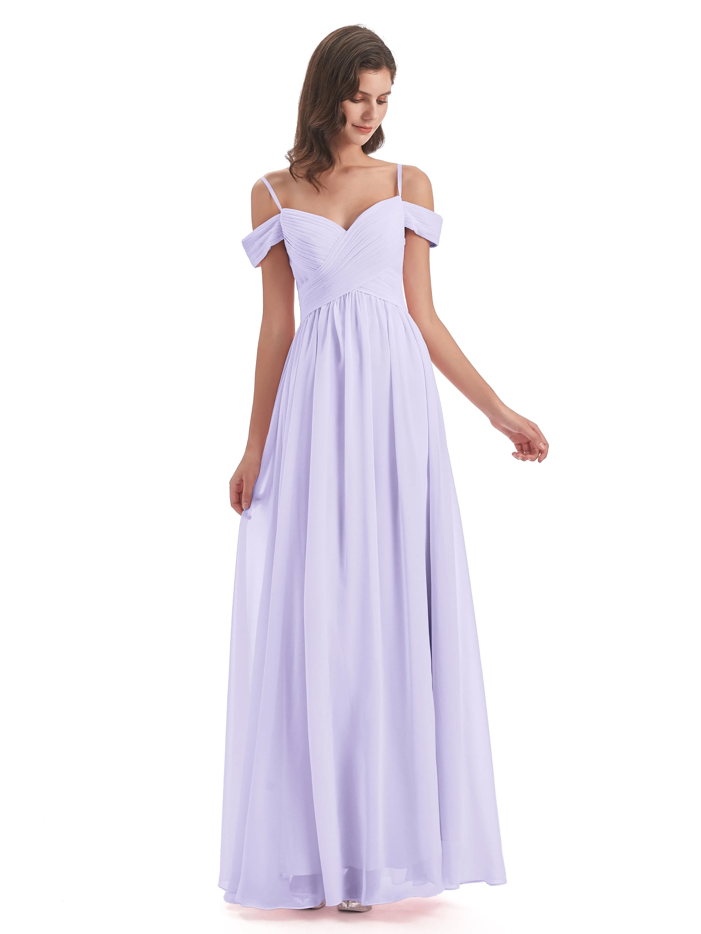 Gorgeous Chiffon Off The Shoulder Long Bridesmaid Dresses