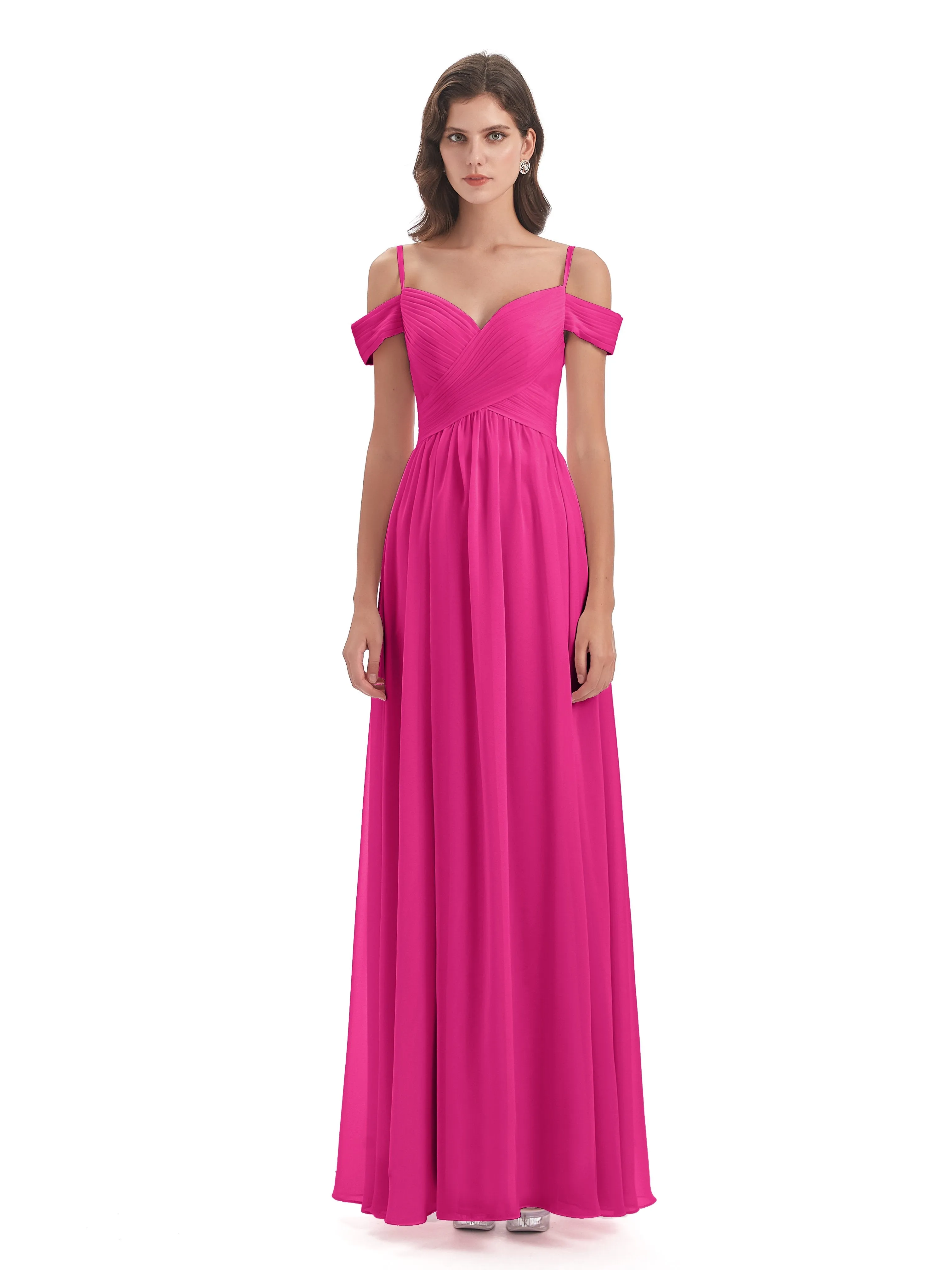 Gorgeous Chiffon Off The Shoulder Long Bridesmaid Dresses