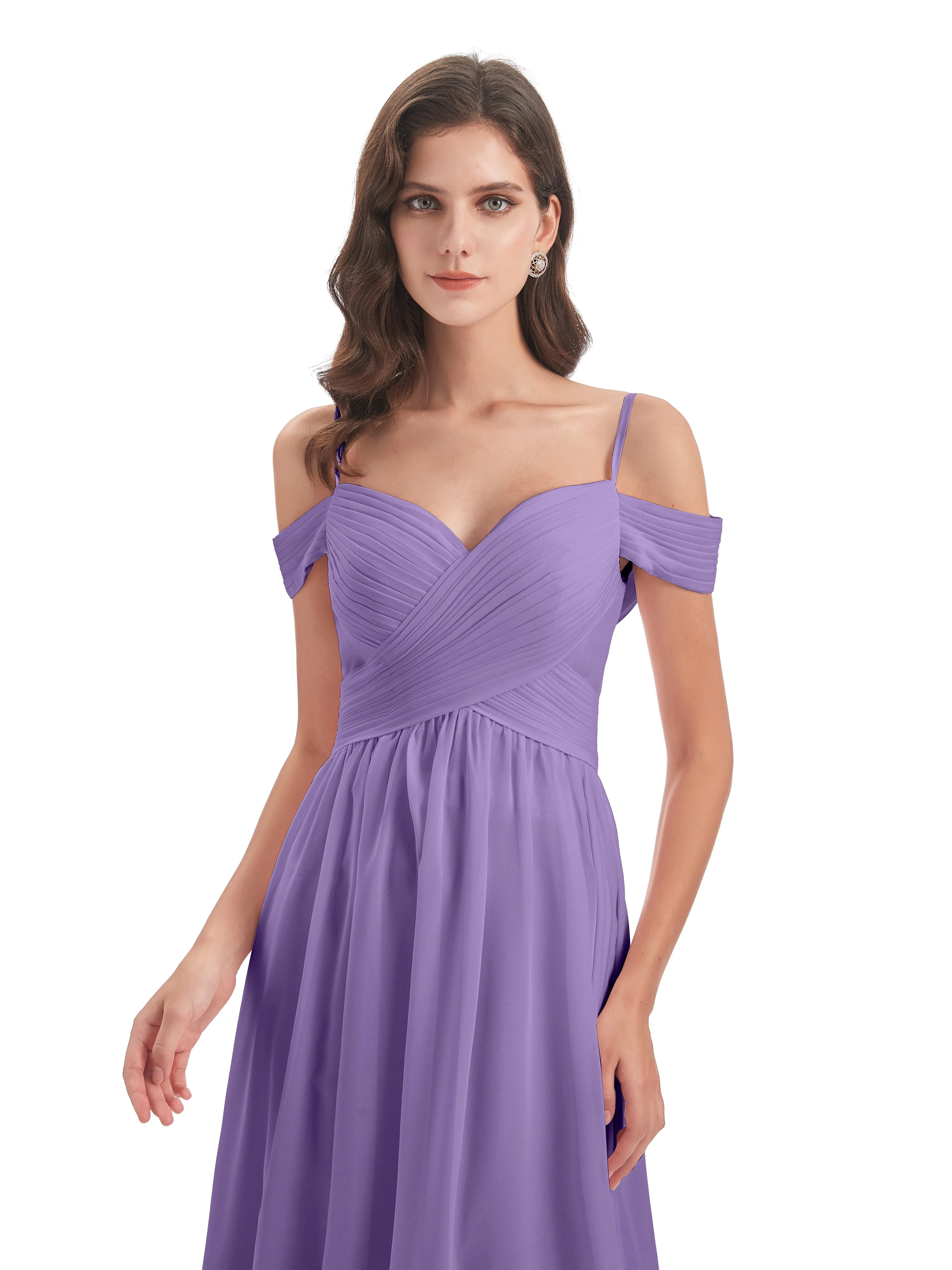 Gorgeous Chiffon Off The Shoulder Long Bridesmaid Dresses