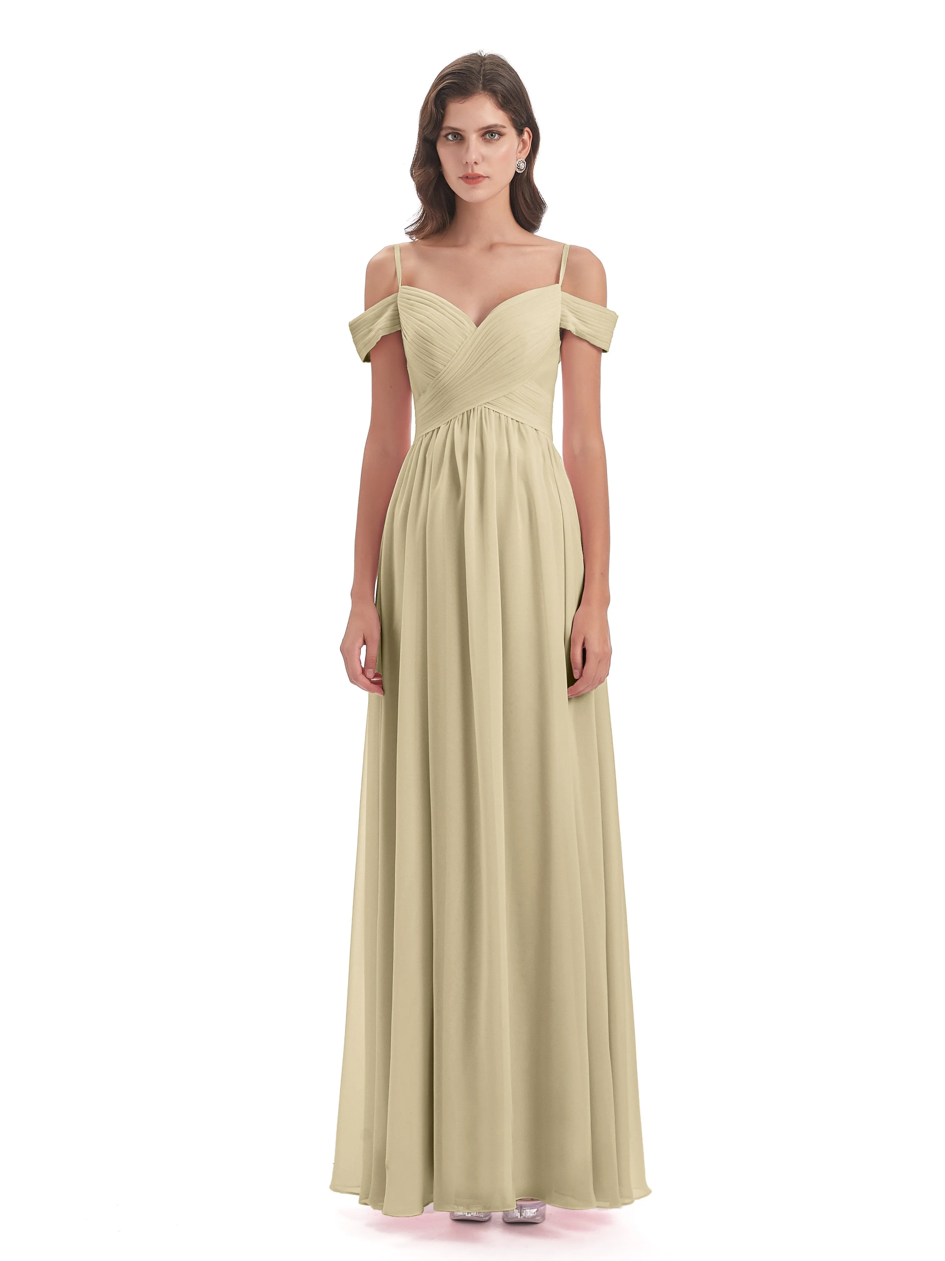 Gorgeous Chiffon Off The Shoulder Long Bridesmaid Dresses