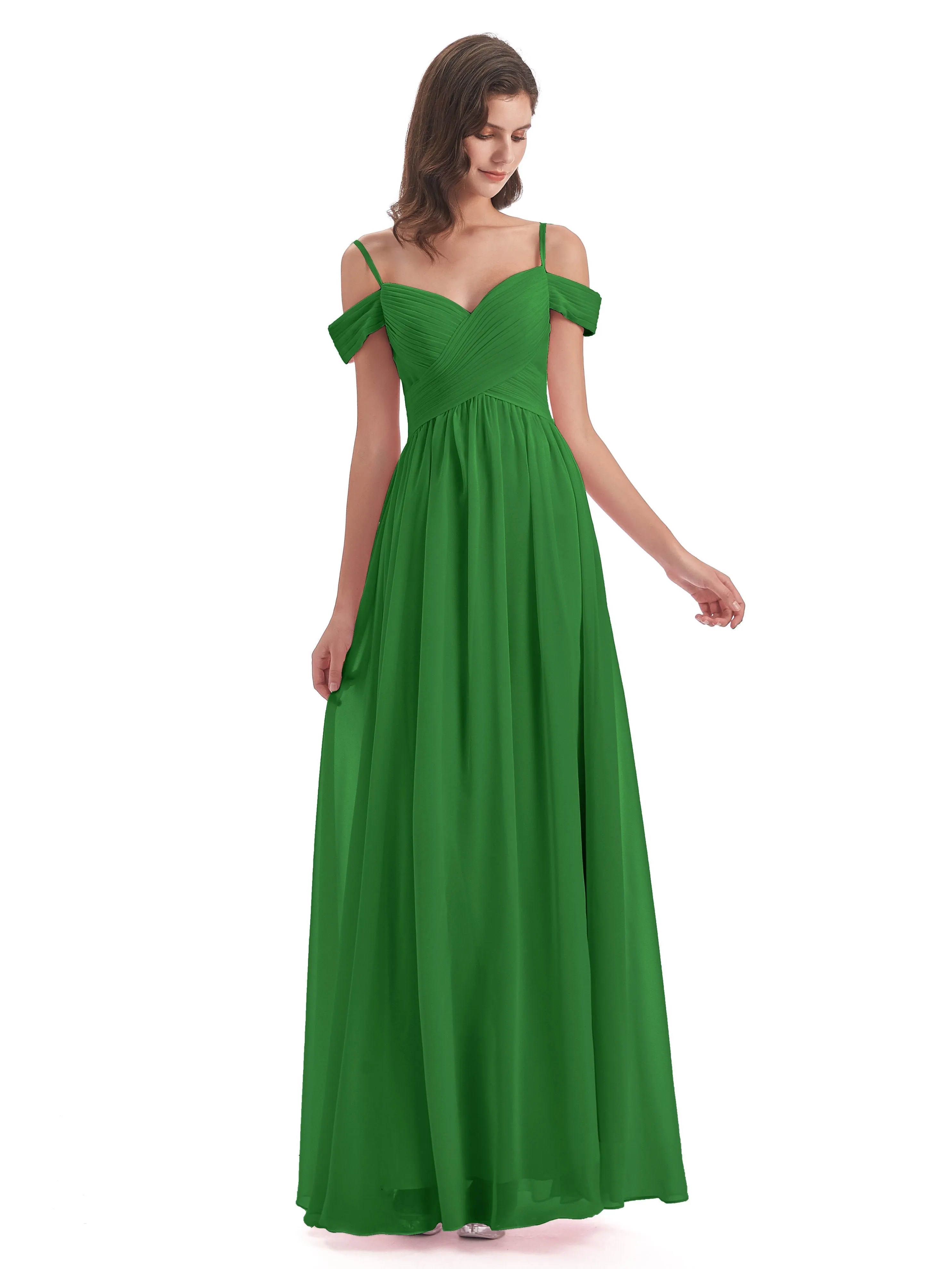 Gorgeous Chiffon Off The Shoulder Long Bridesmaid Dresses