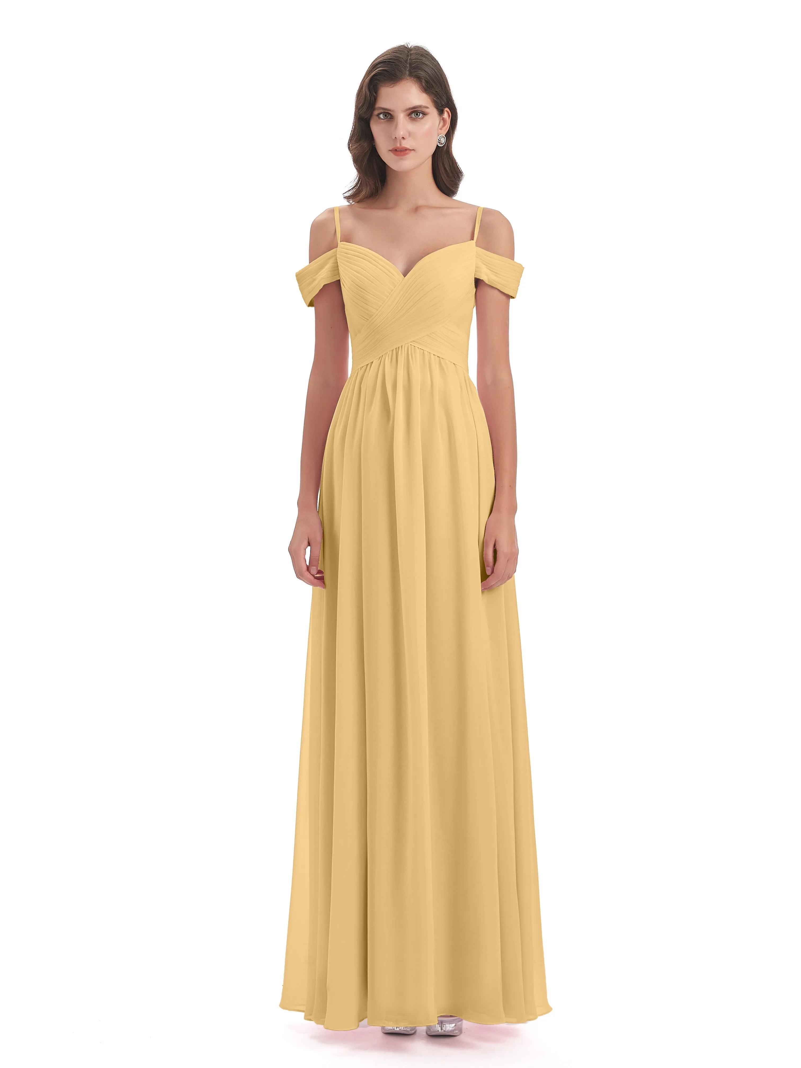 Gorgeous Chiffon Off The Shoulder Long Bridesmaid Dresses