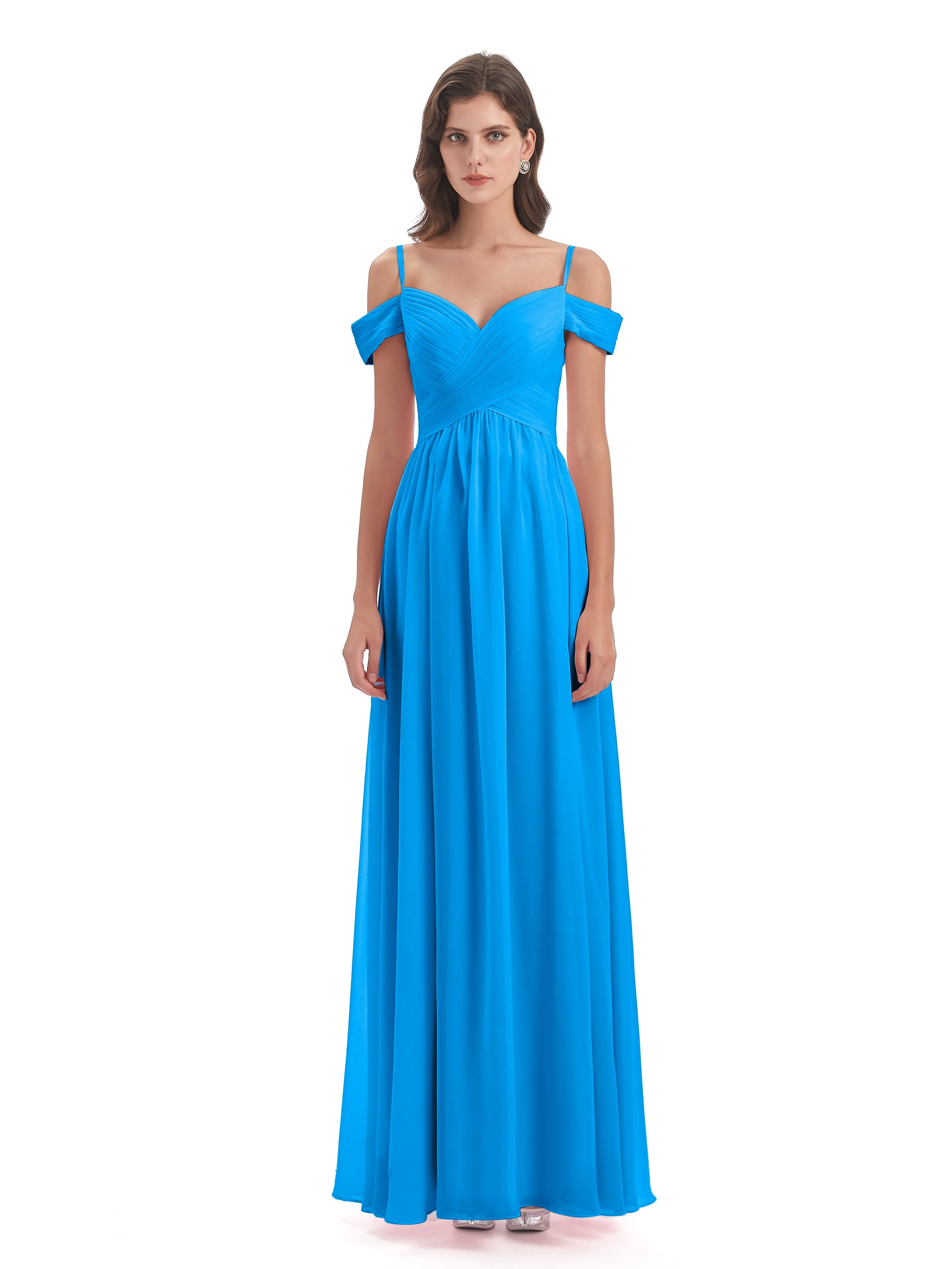 Gorgeous Chiffon Off The Shoulder Long Bridesmaid Dresses