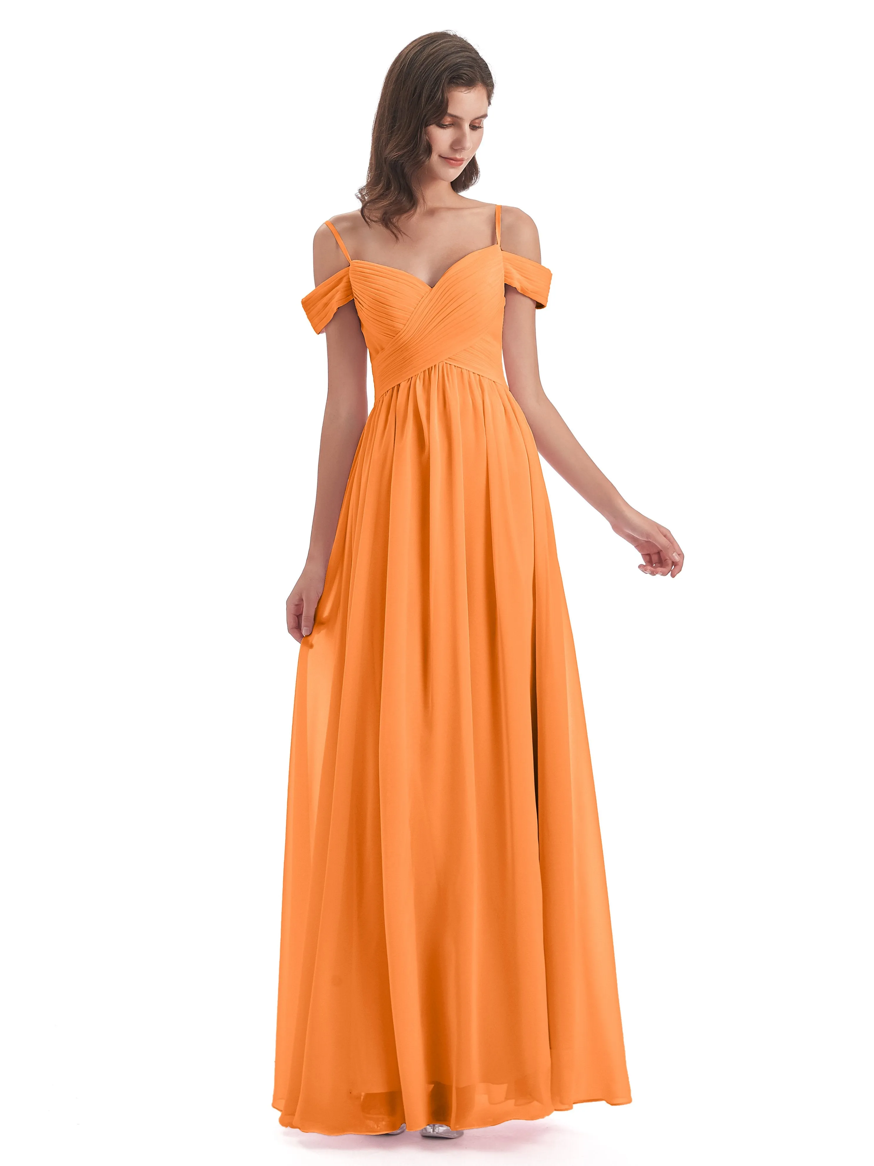 Gorgeous Chiffon Off The Shoulder Long Bridesmaid Dresses