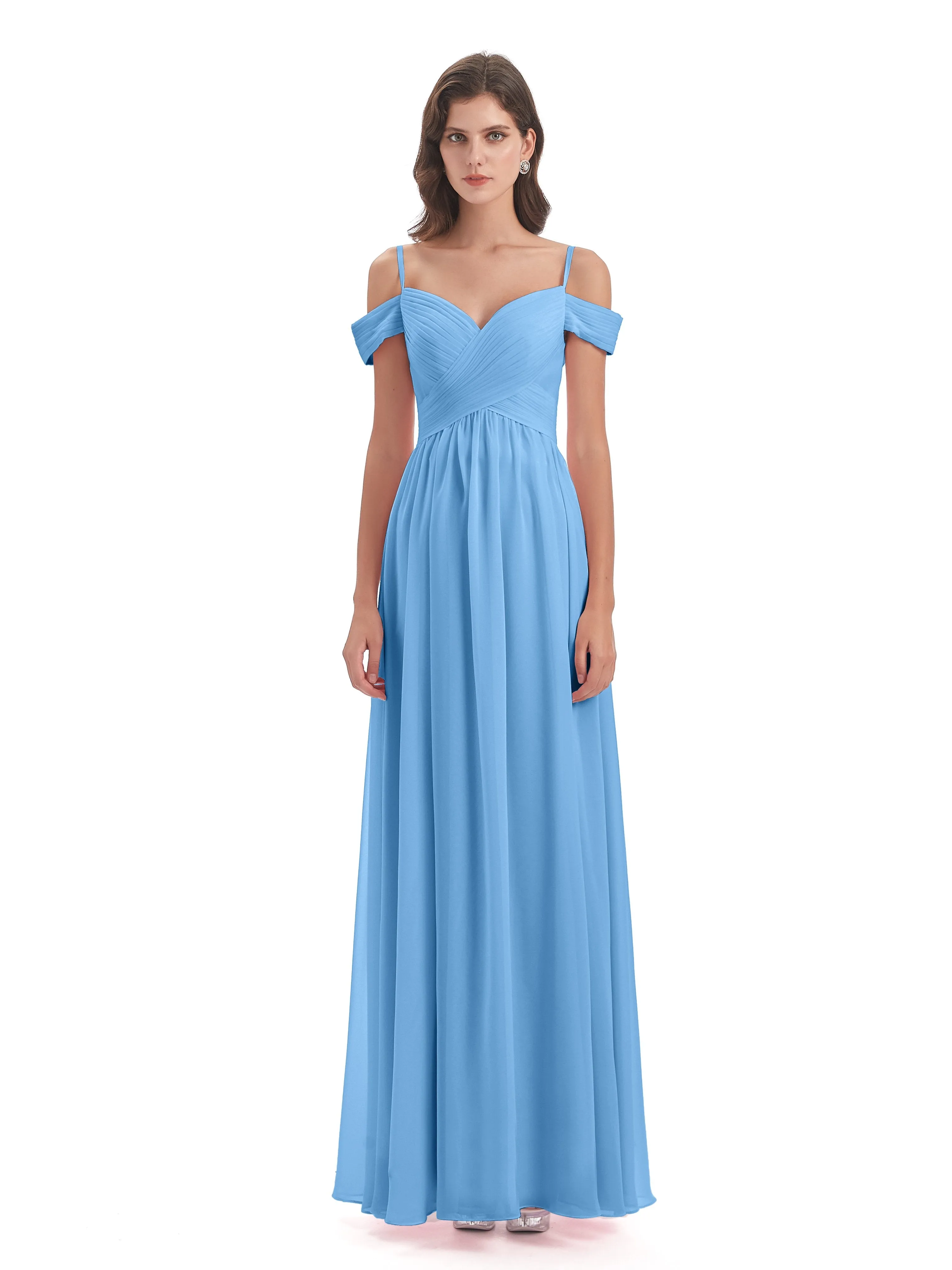 Gorgeous Chiffon Off The Shoulder Long Bridesmaid Dresses