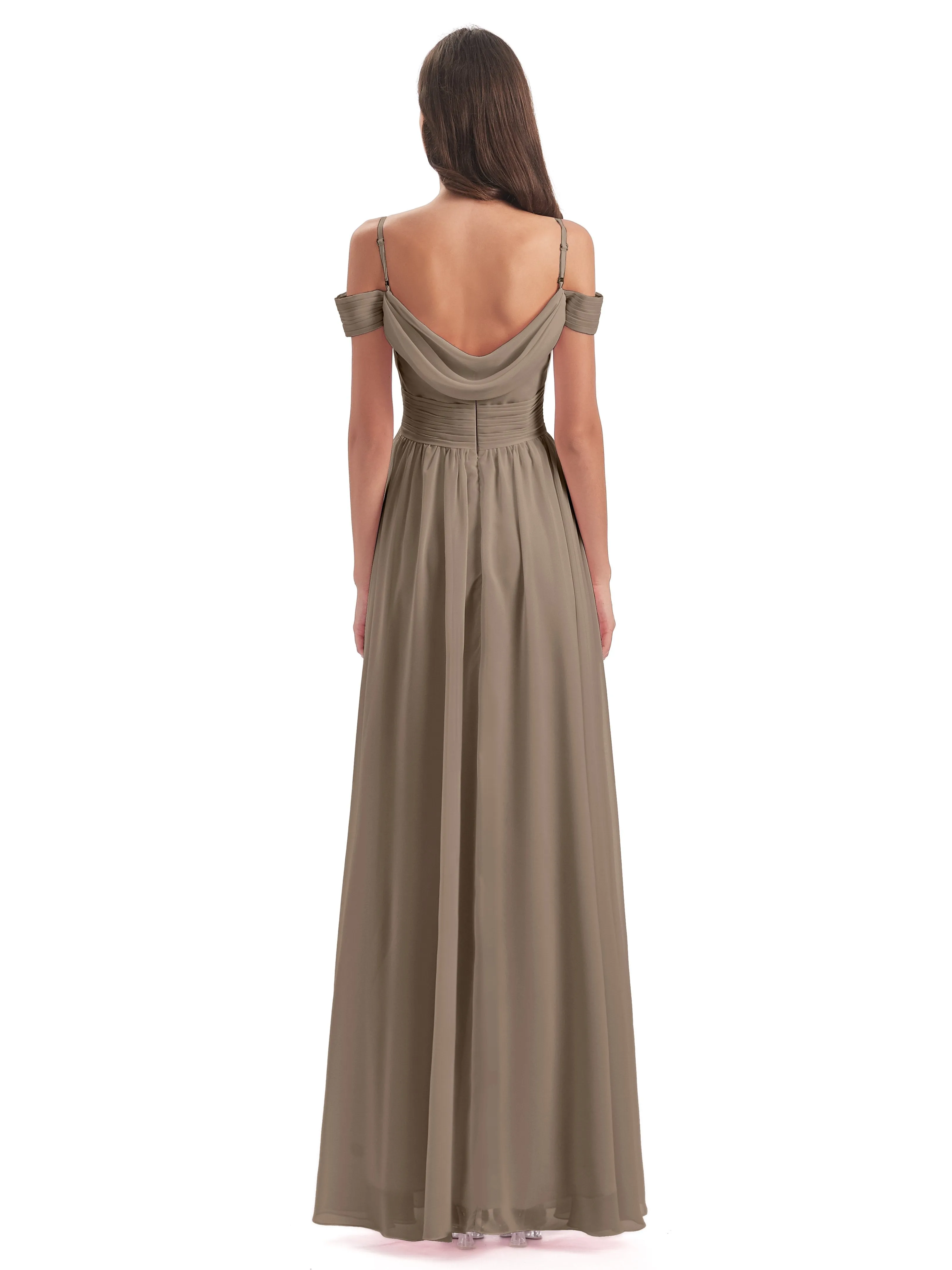 Gorgeous Chiffon Off The Shoulder Long Bridesmaid Dresses