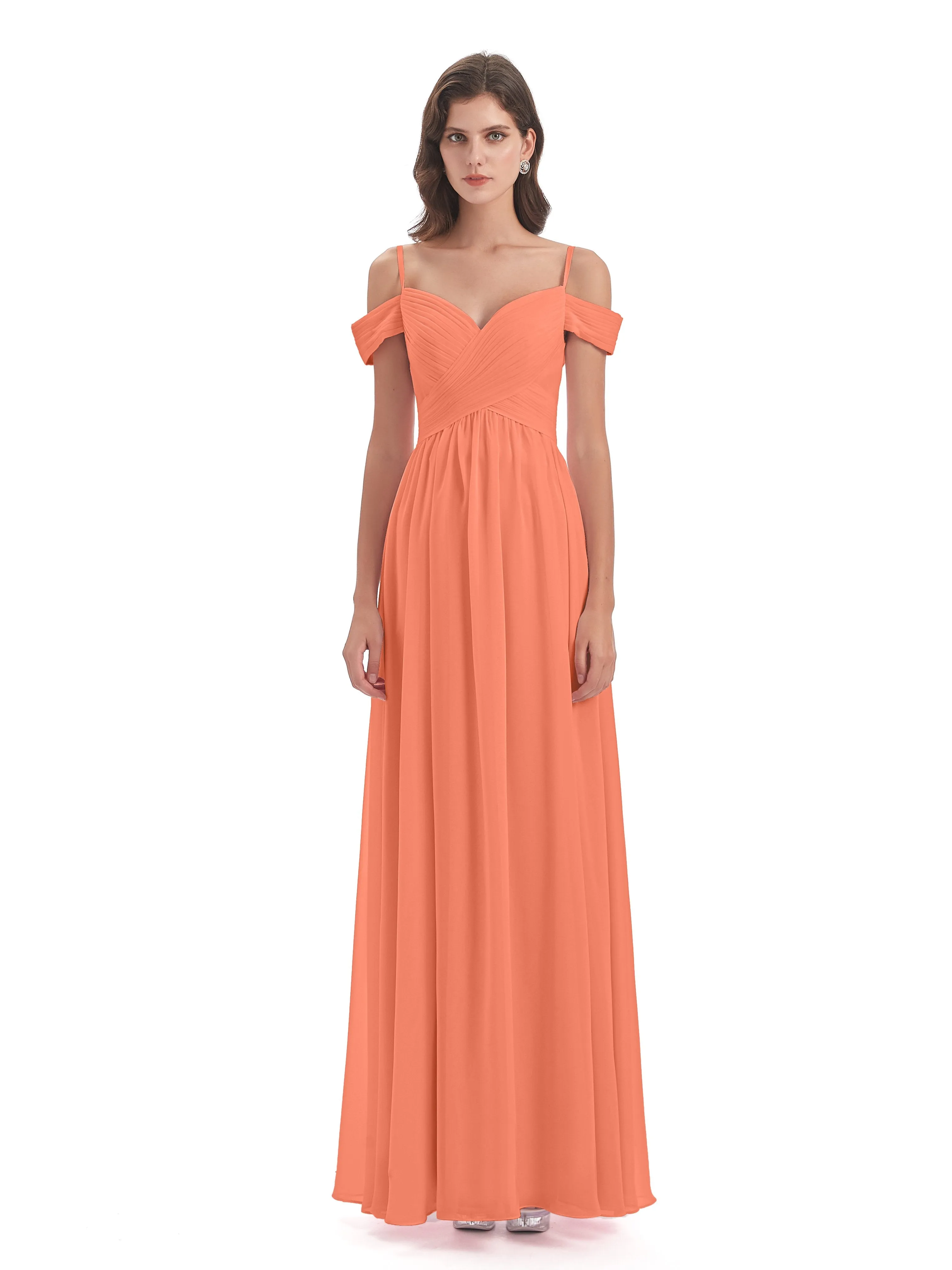 Gorgeous Chiffon Off The Shoulder Long Bridesmaid Dresses