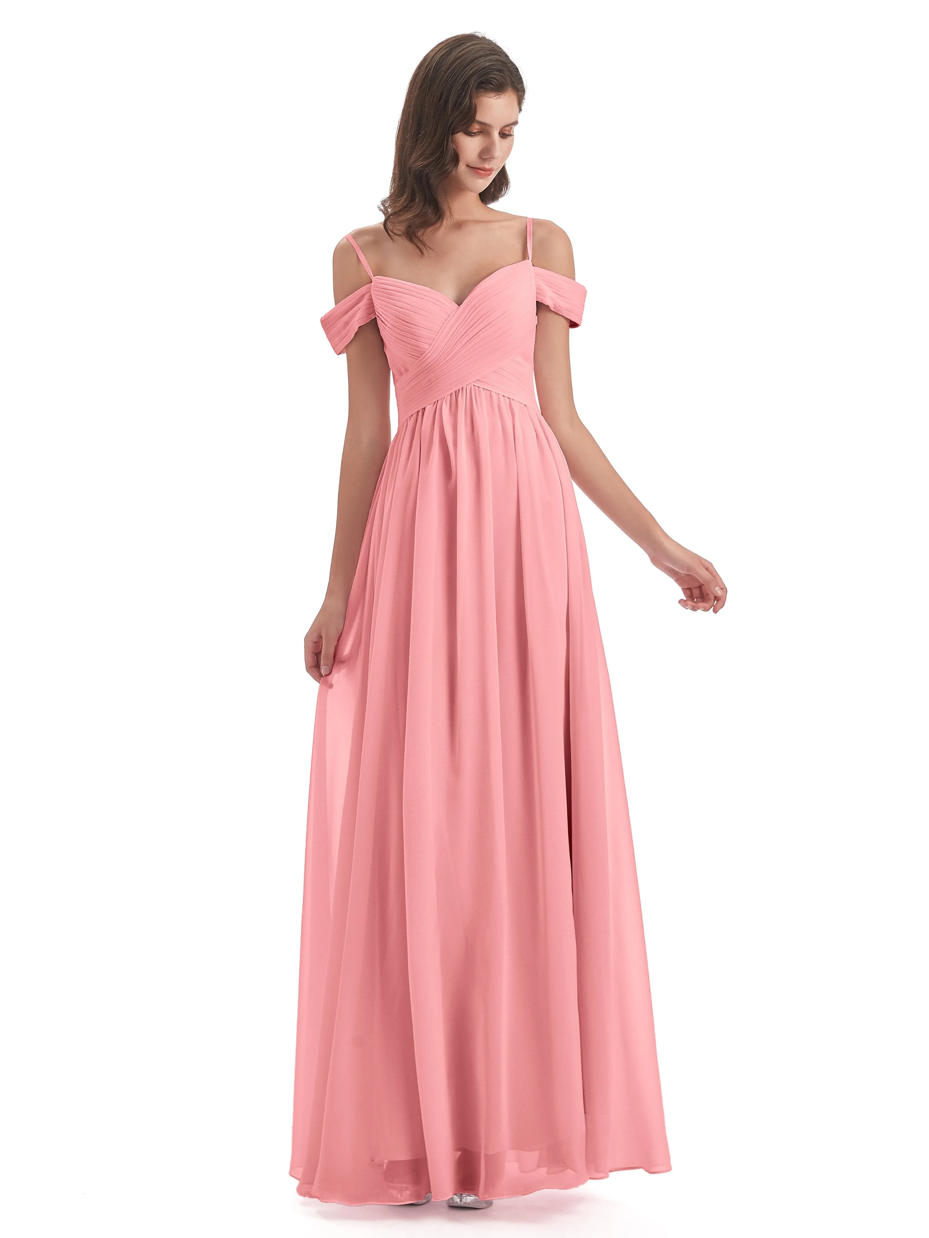 Gorgeous Chiffon Off The Shoulder Long Bridesmaid Dresses