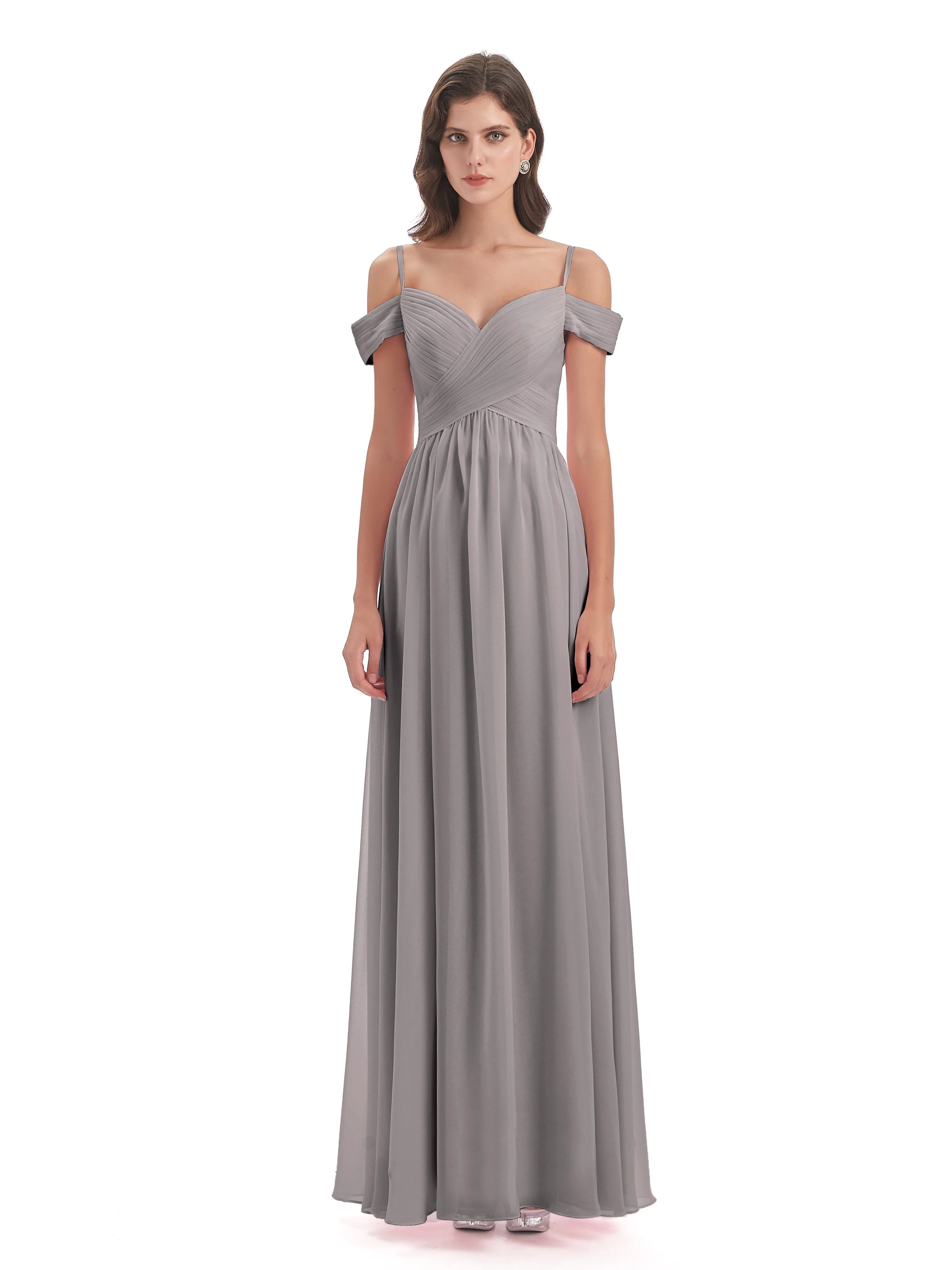 Gorgeous Chiffon Off The Shoulder Long Bridesmaid Dresses