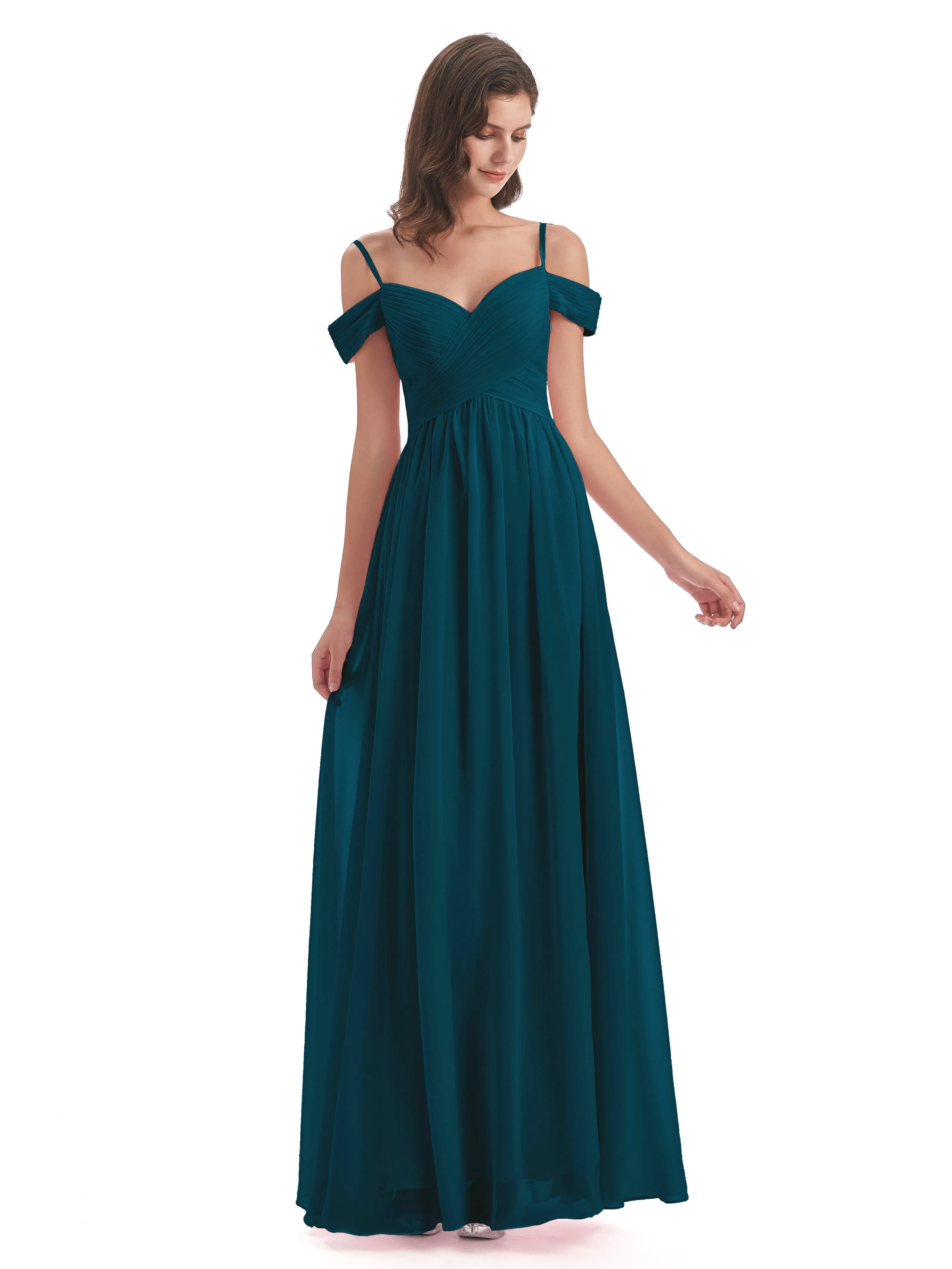 Gorgeous Chiffon Off The Shoulder Long Bridesmaid Dresses