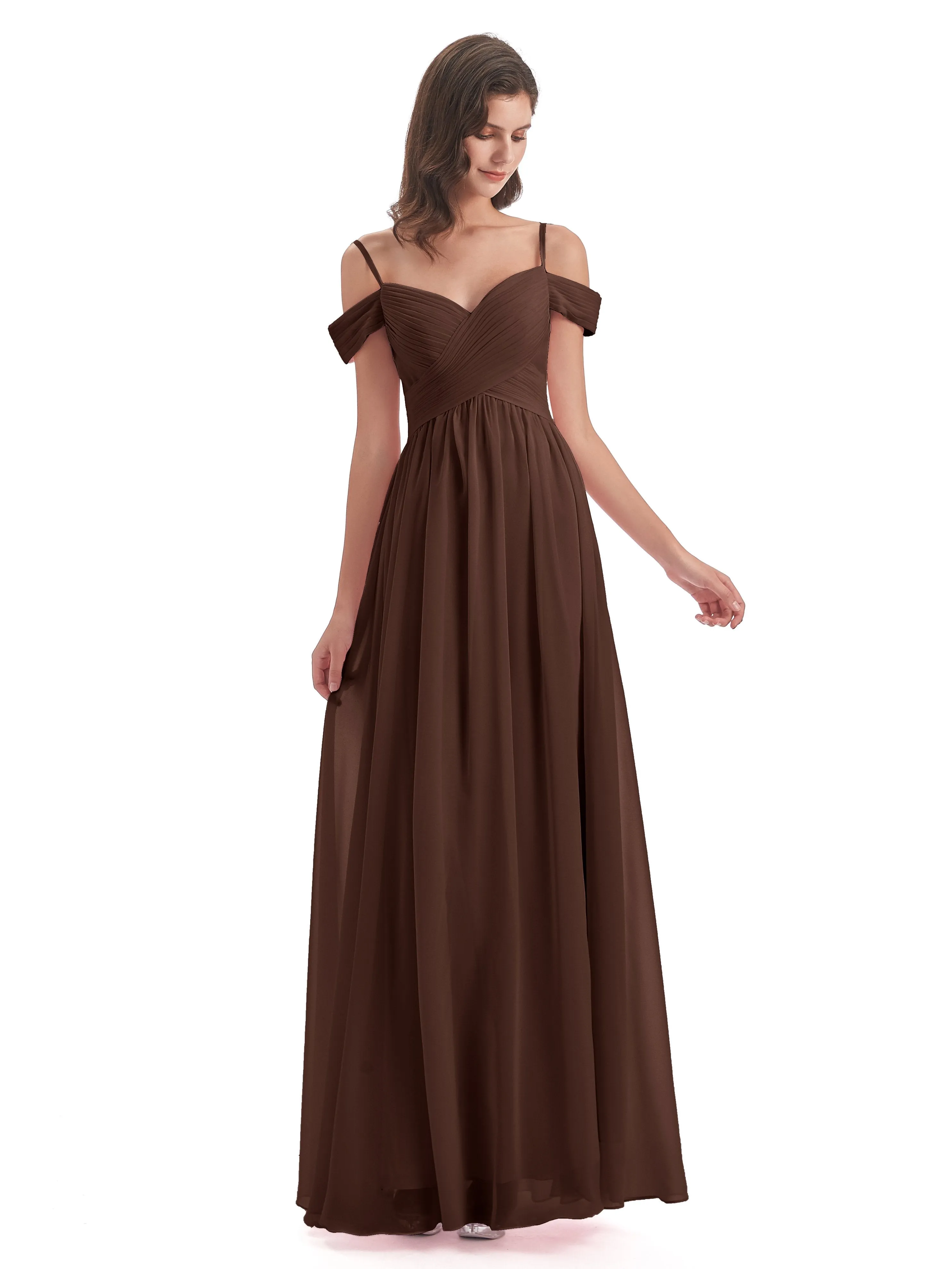 Gorgeous Chiffon Off The Shoulder Long Bridesmaid Dresses