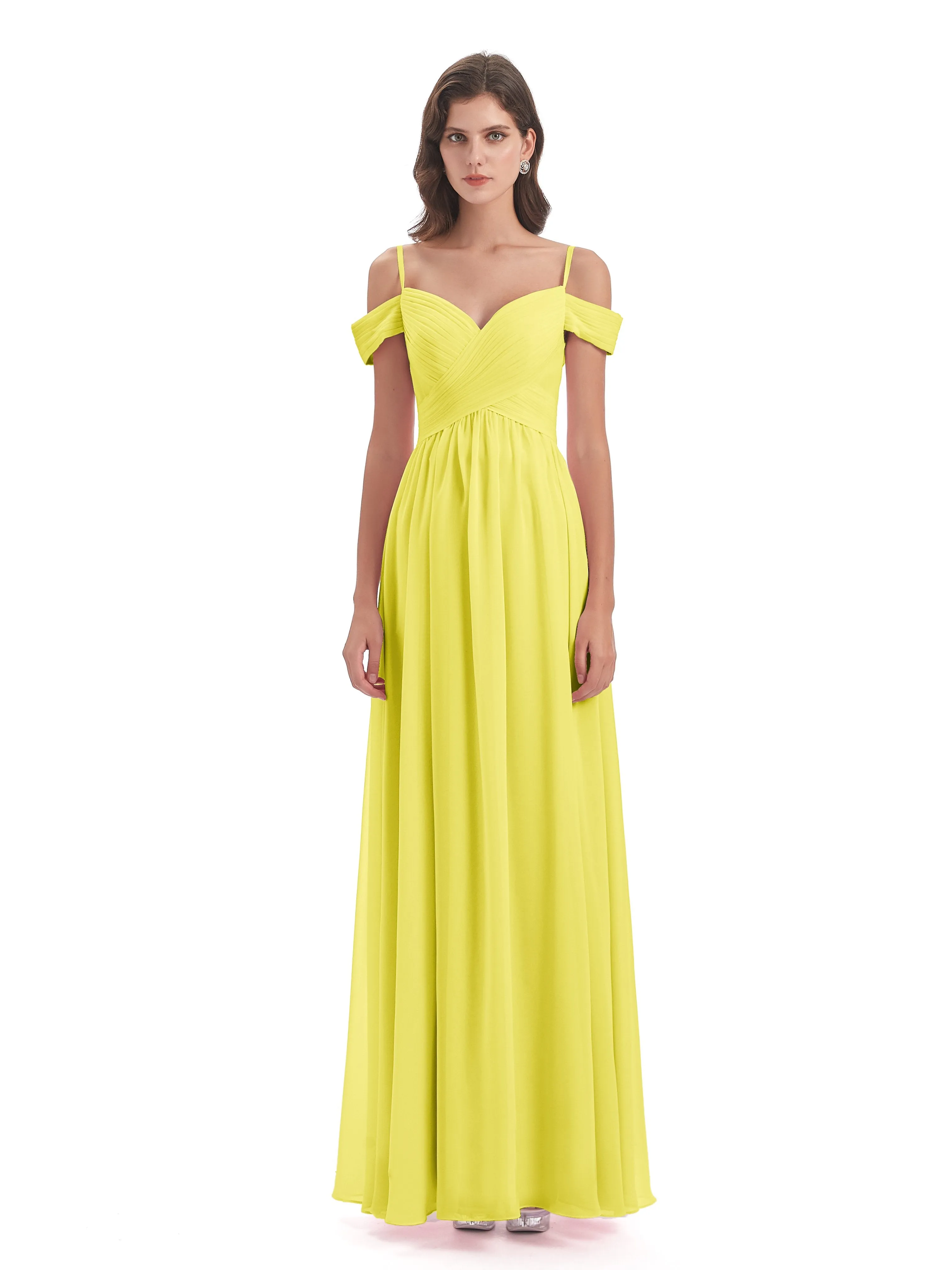 Gorgeous Chiffon Off The Shoulder Long Bridesmaid Dresses