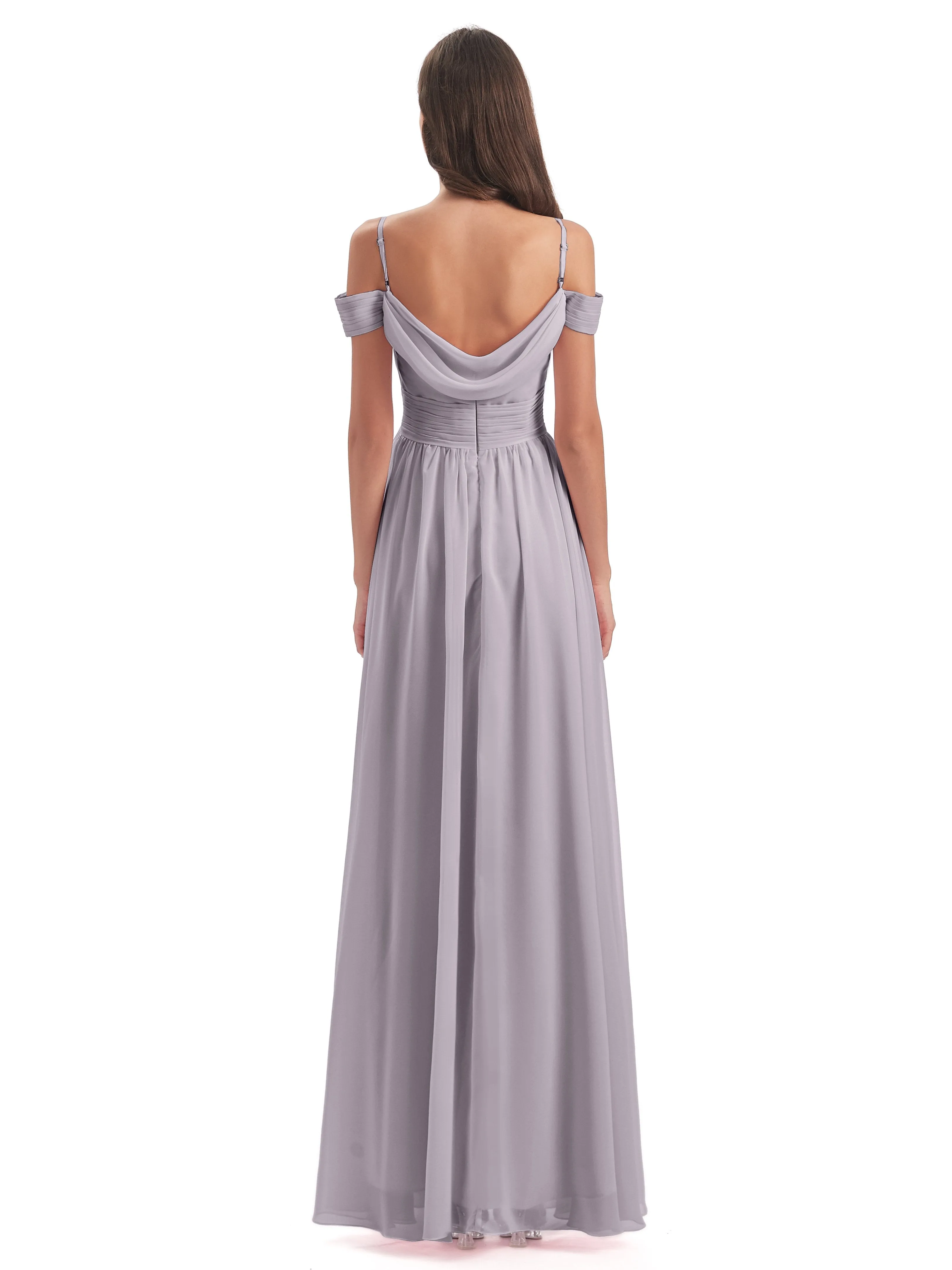 Gorgeous Chiffon Off The Shoulder Long Bridesmaid Dresses