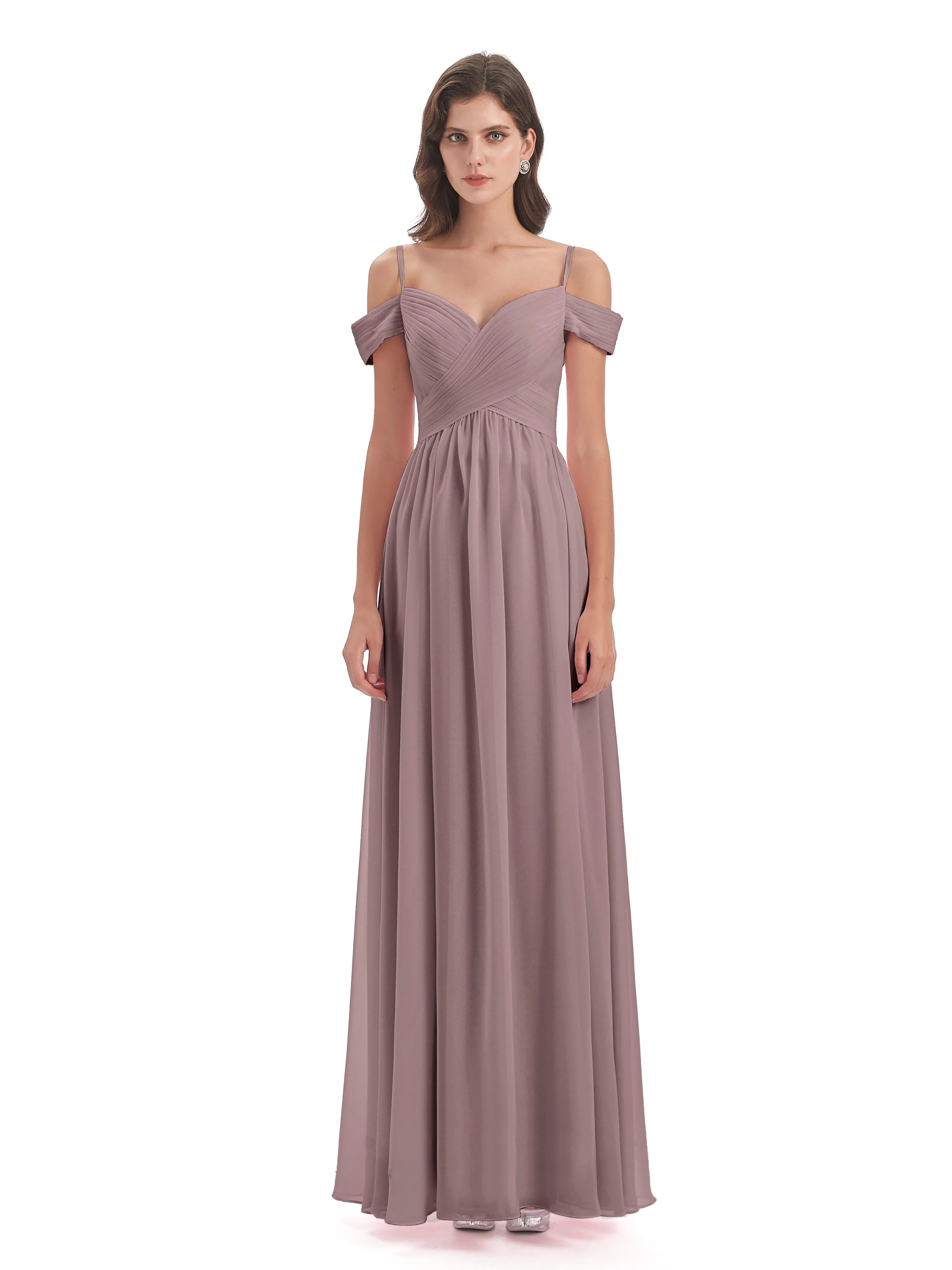 Gorgeous Chiffon Off The Shoulder Long Bridesmaid Dresses