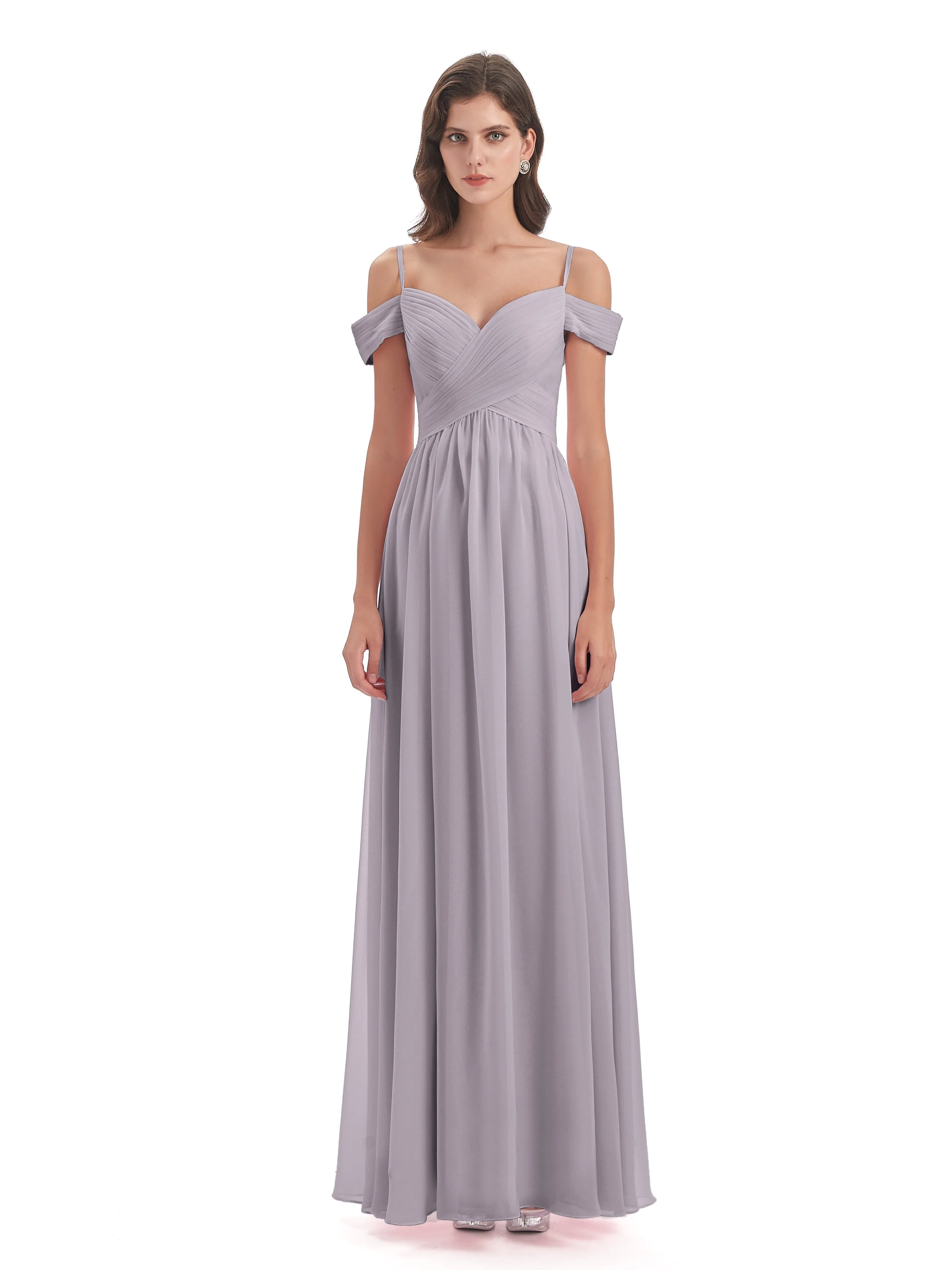 Gorgeous Chiffon Off The Shoulder Long Bridesmaid Dresses