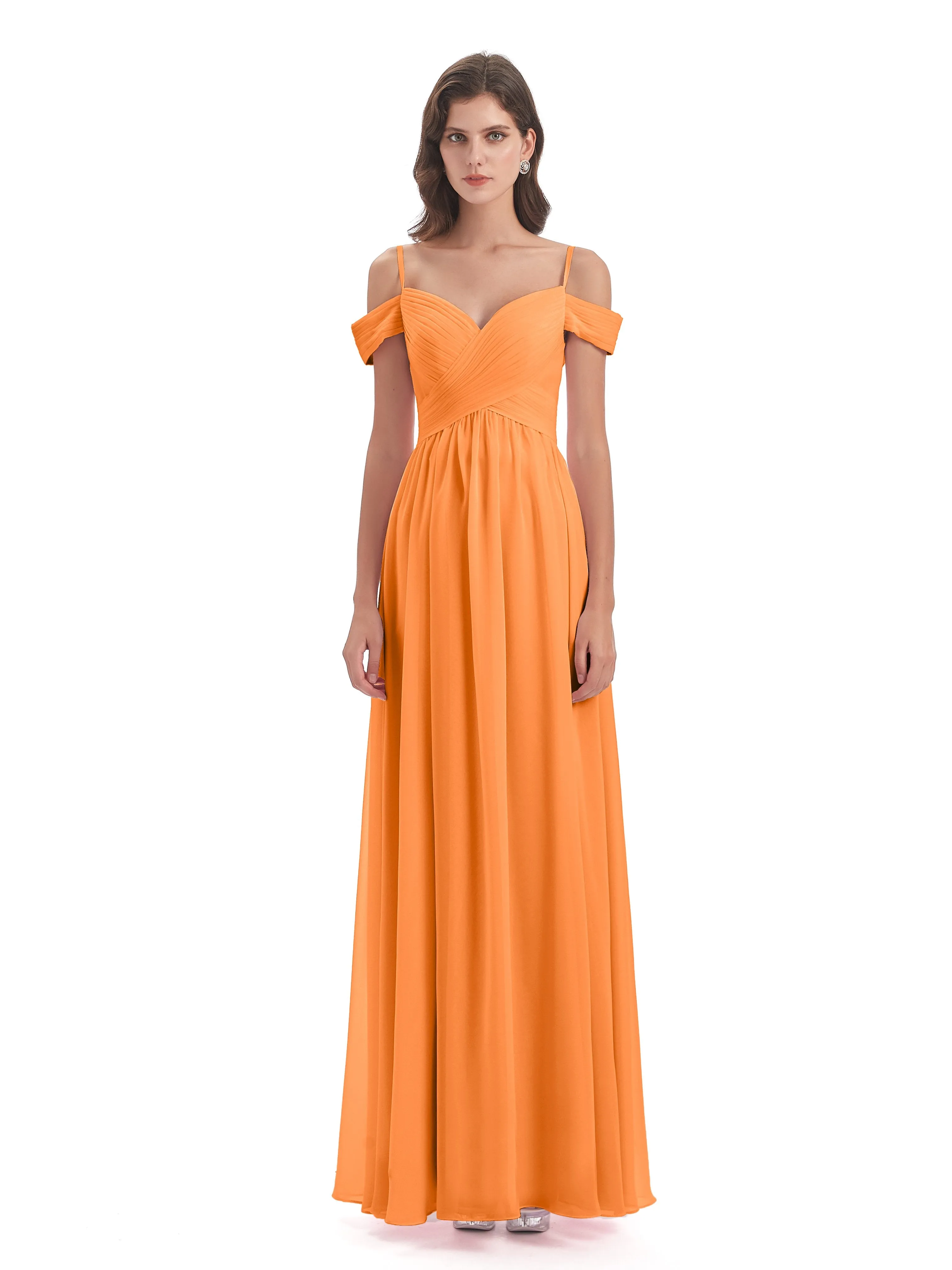 Gorgeous Chiffon Off The Shoulder Long Bridesmaid Dresses