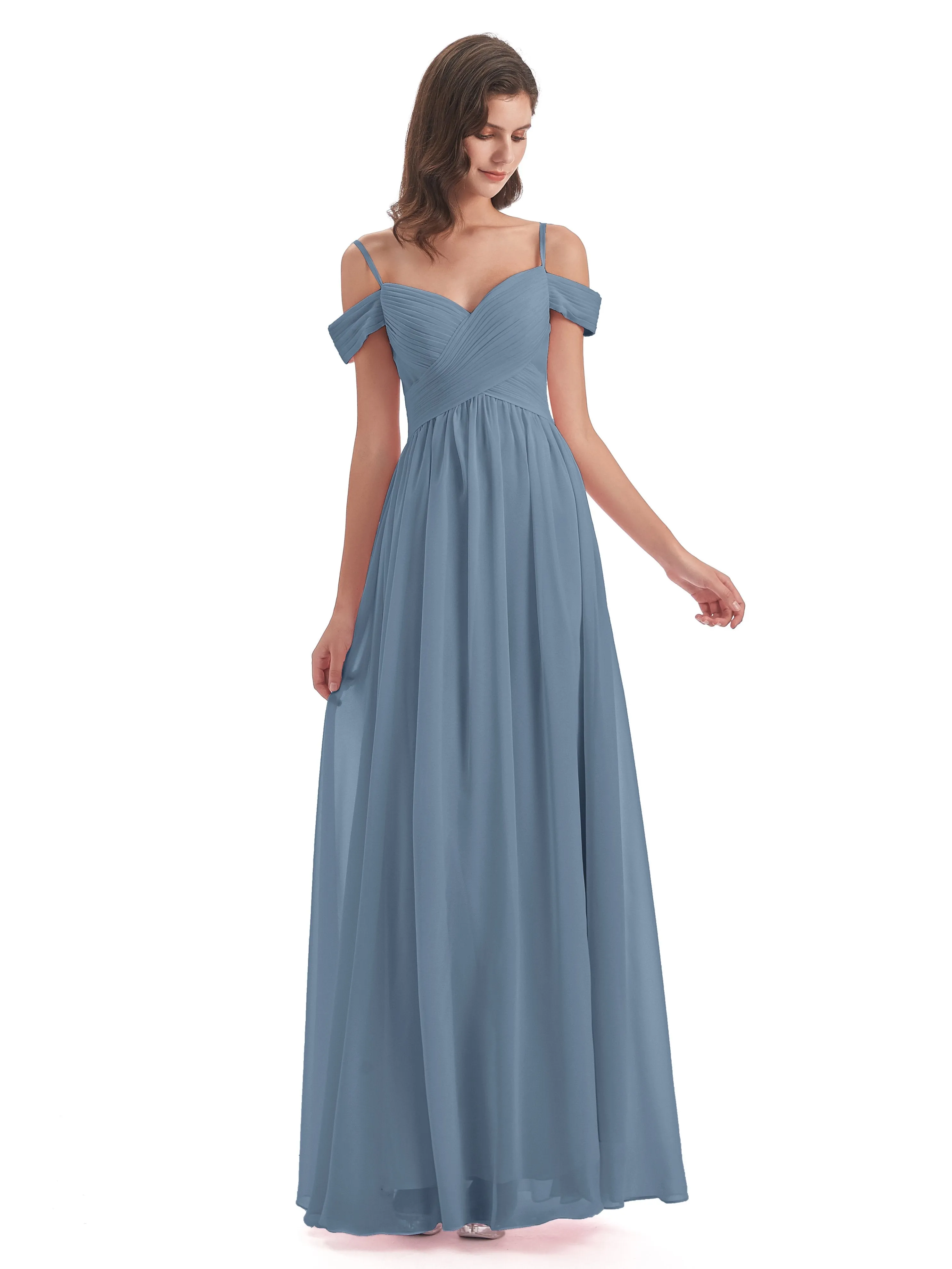 Gorgeous Chiffon Off The Shoulder Long Bridesmaid Dresses