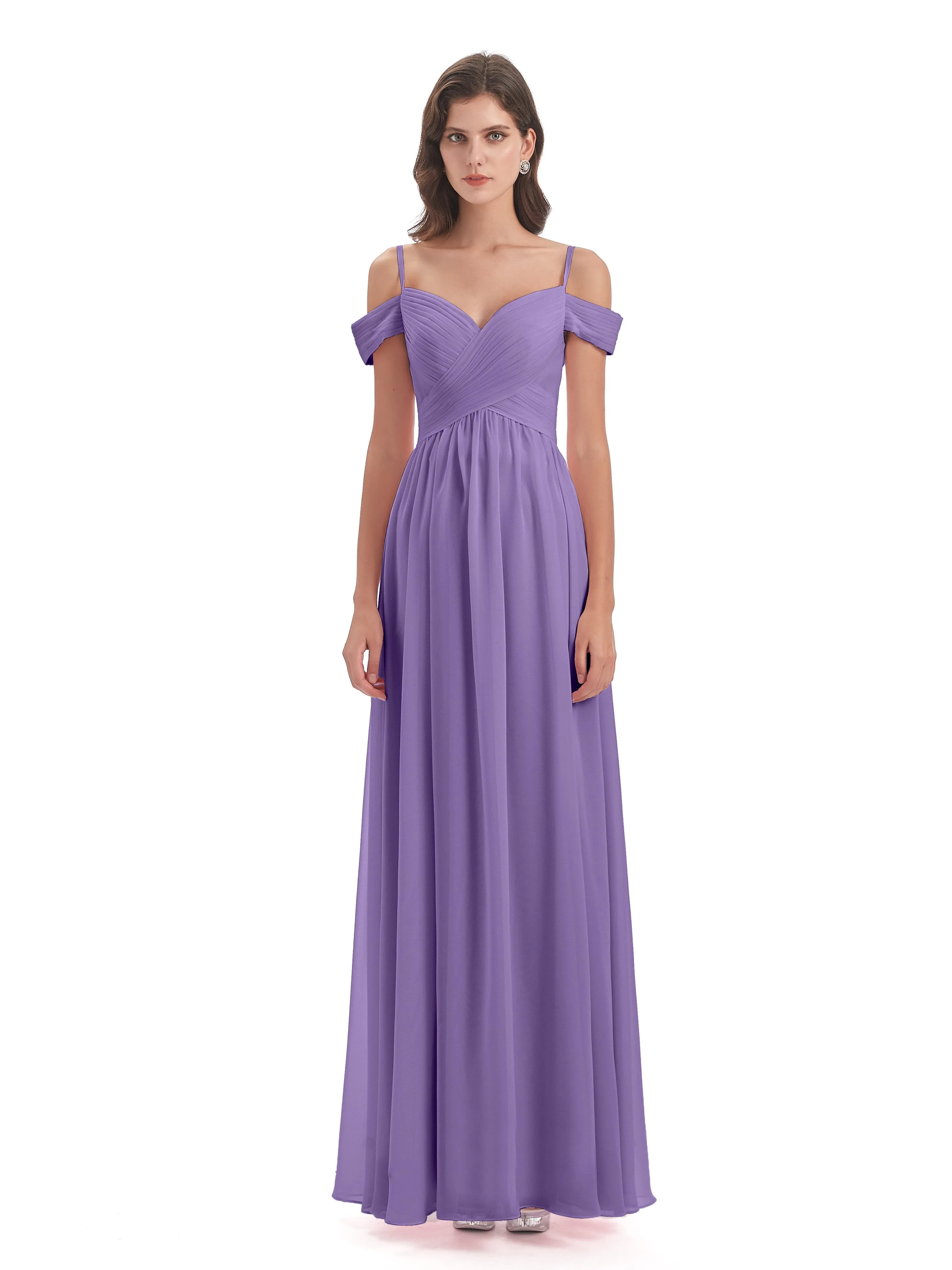 Gorgeous Chiffon Off The Shoulder Long Bridesmaid Dresses