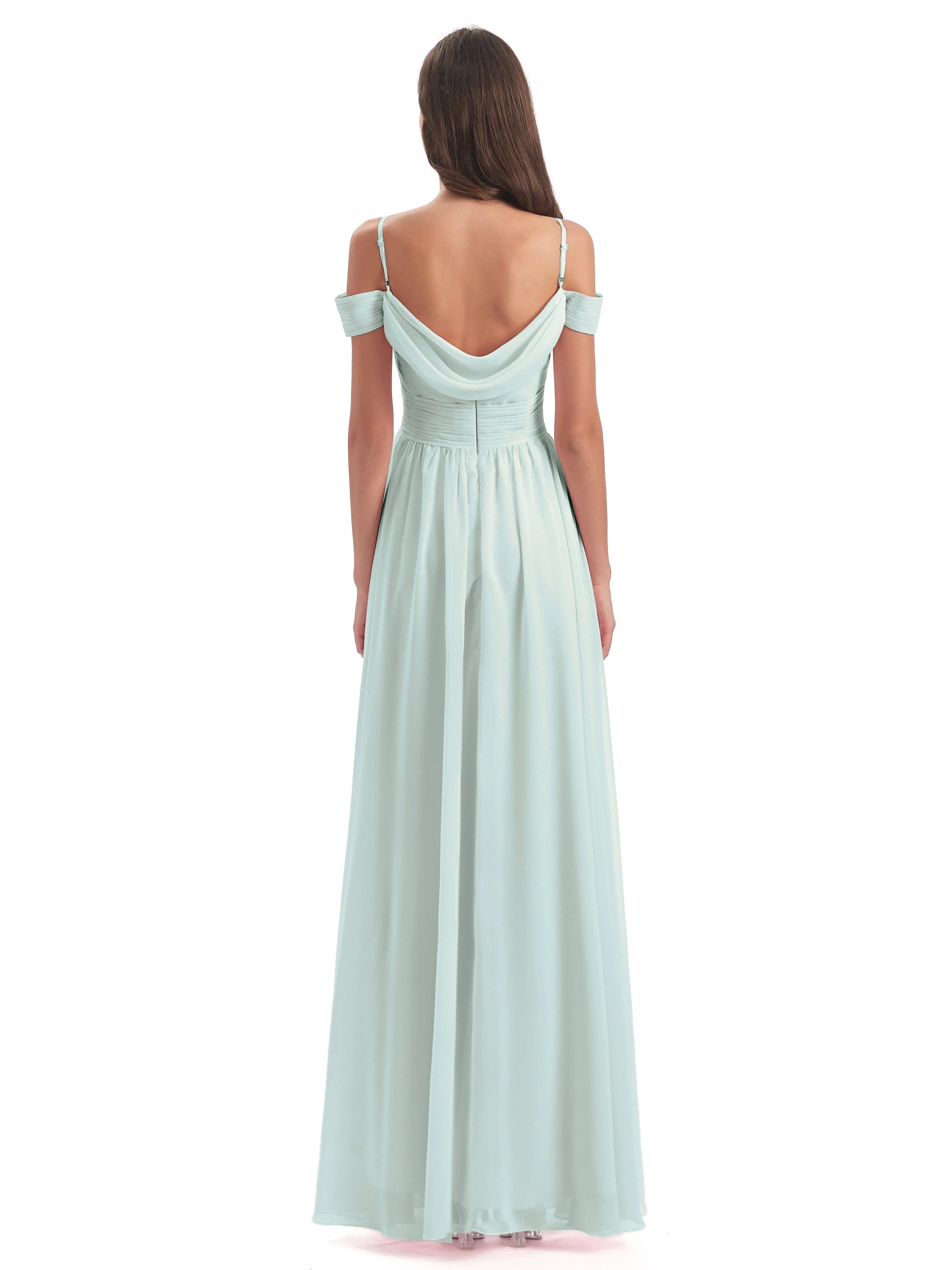 Gorgeous Chiffon Off The Shoulder Long Bridesmaid Dresses