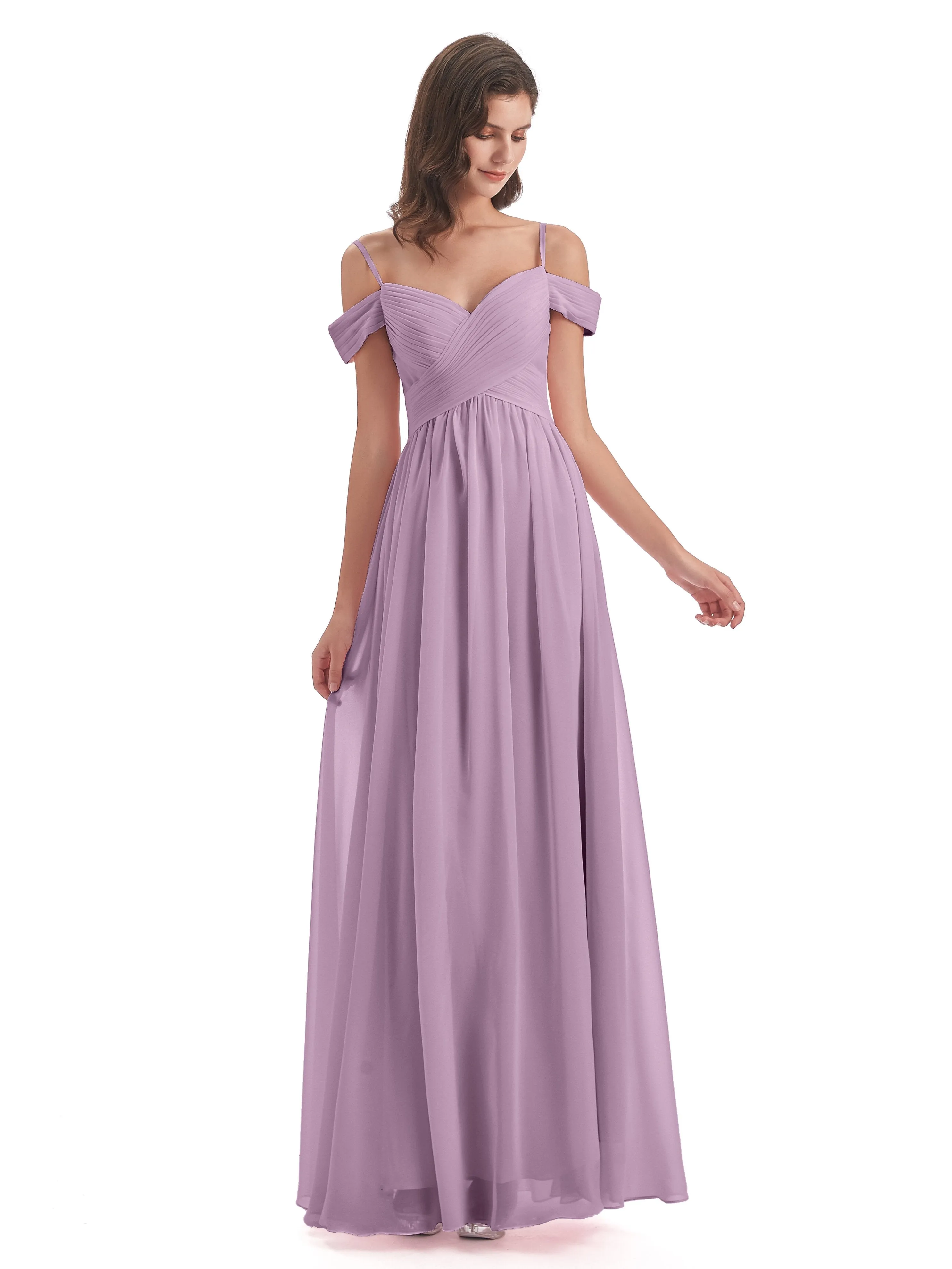 Gorgeous Chiffon Off The Shoulder Long Bridesmaid Dresses