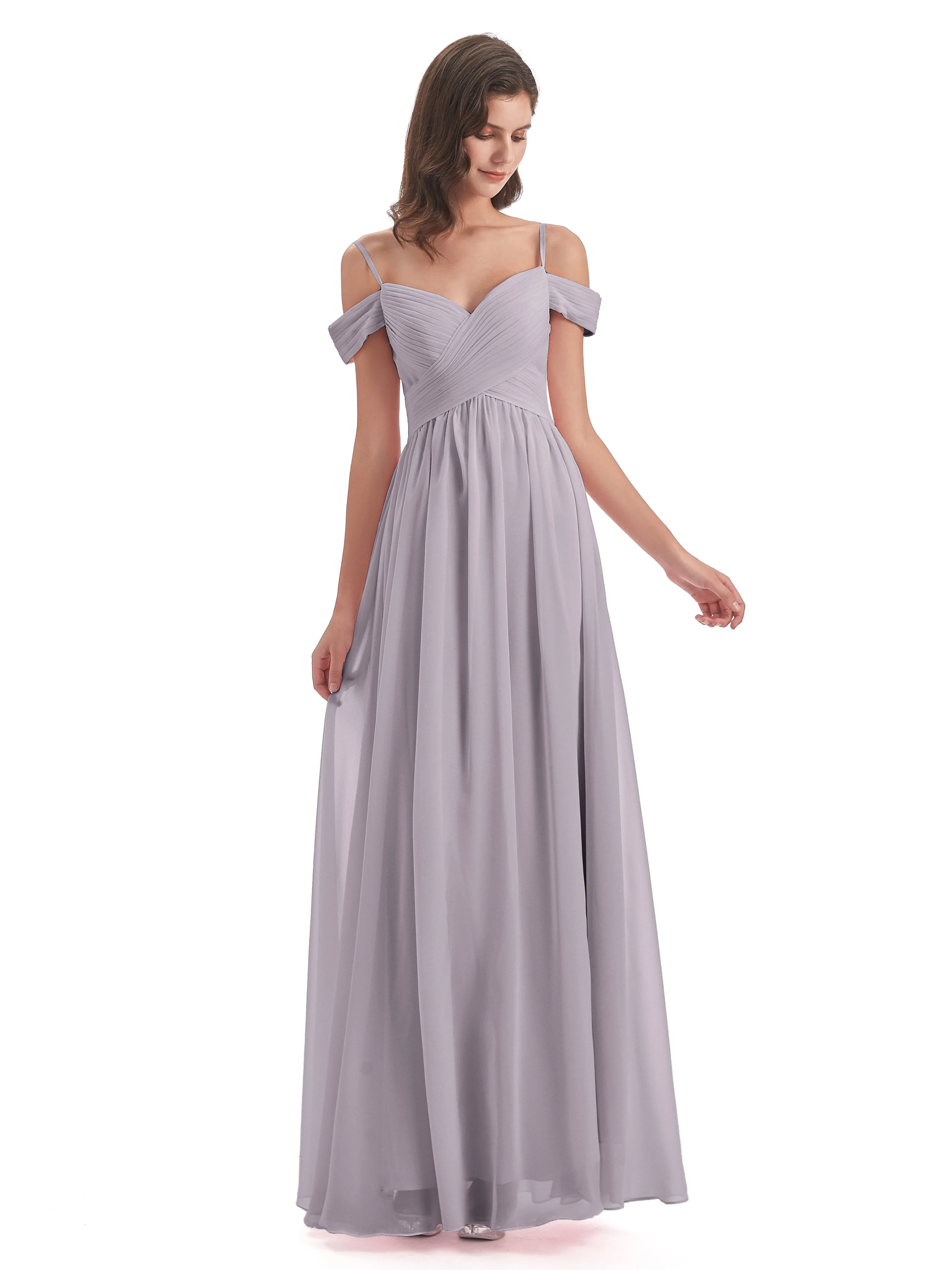 Gorgeous Chiffon Off The Shoulder Long Bridesmaid Dresses