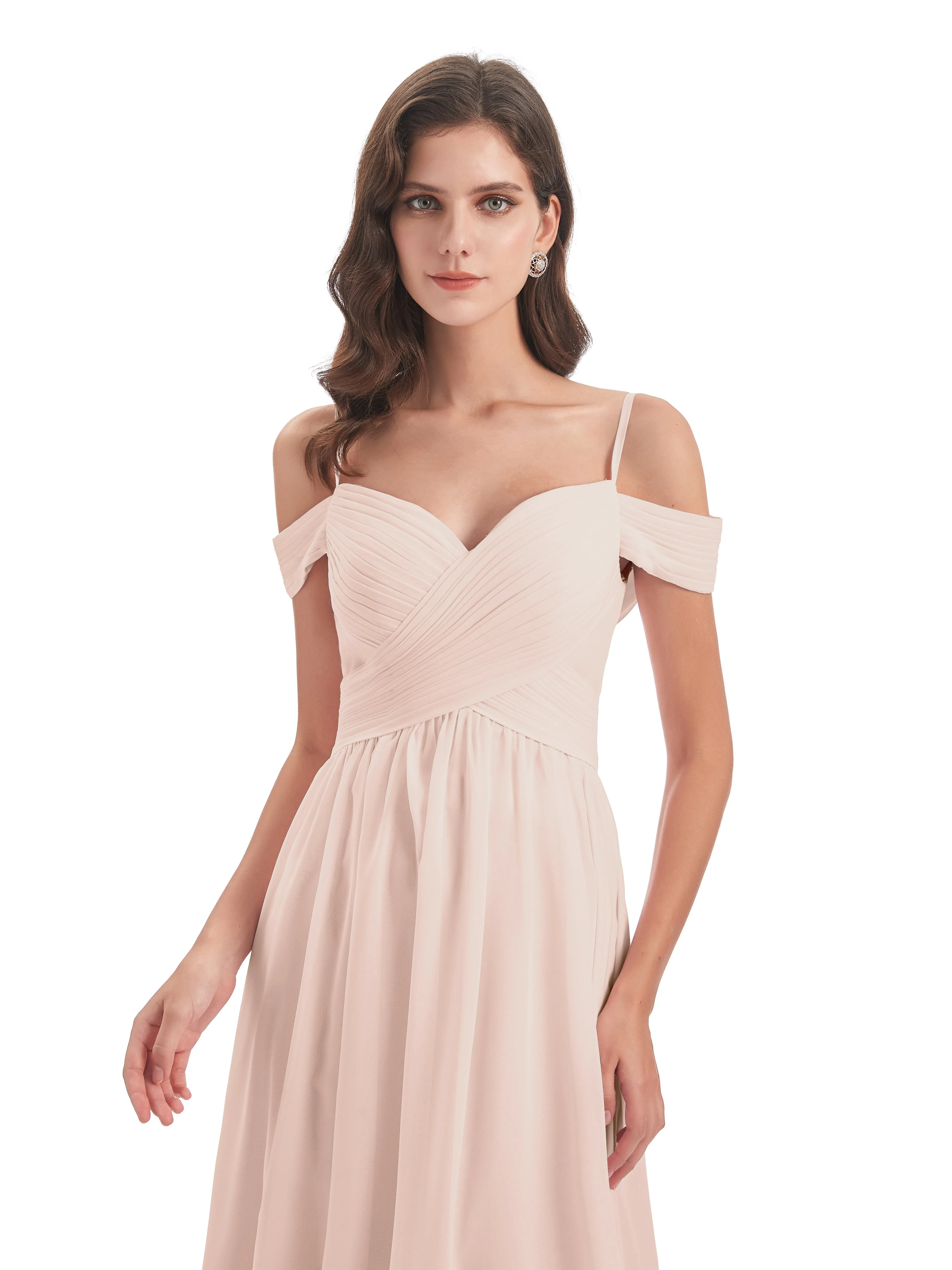 Gorgeous Chiffon Off The Shoulder Long Bridesmaid Dresses