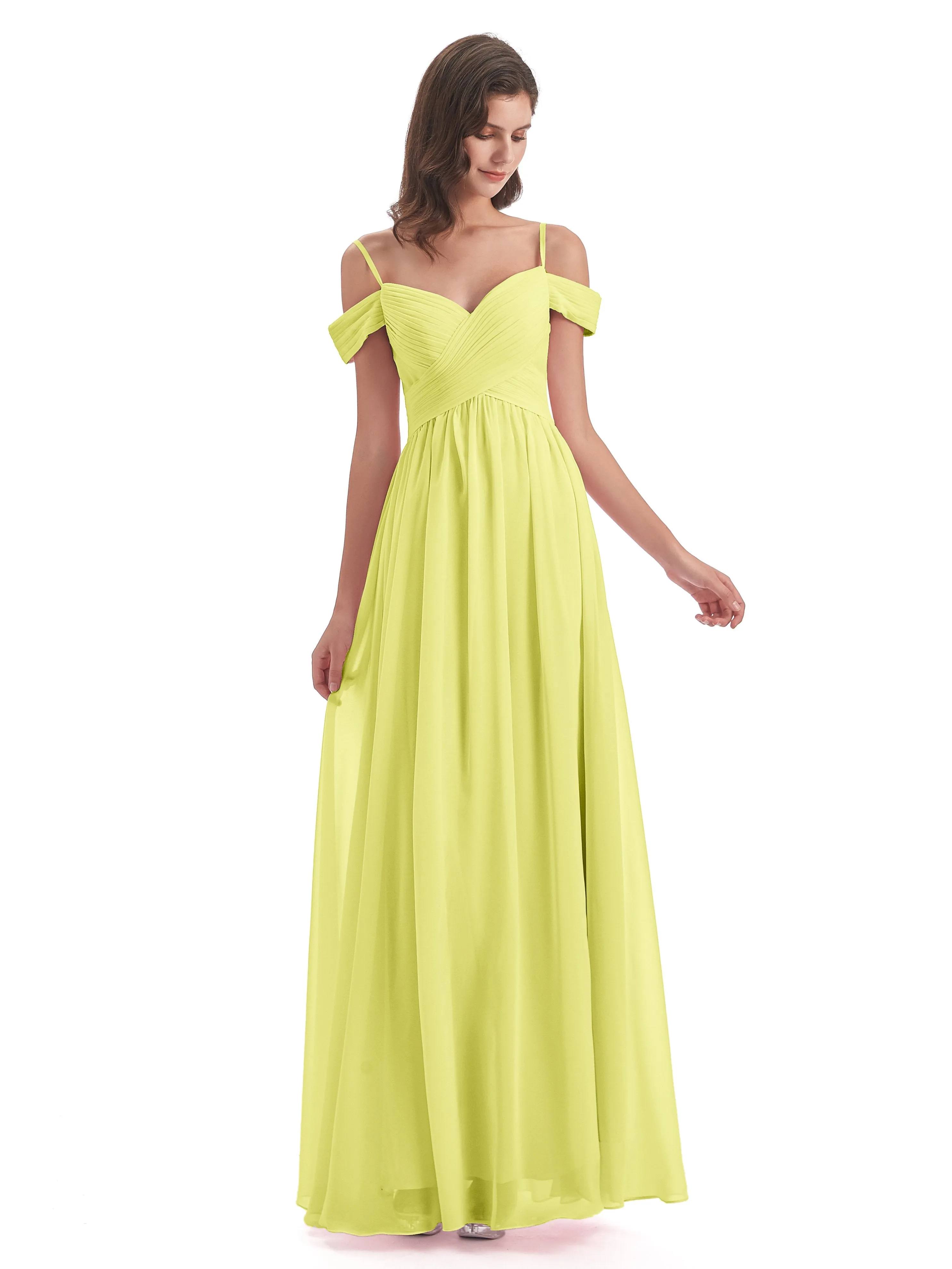 Gorgeous Chiffon Off The Shoulder Long Bridesmaid Dresses