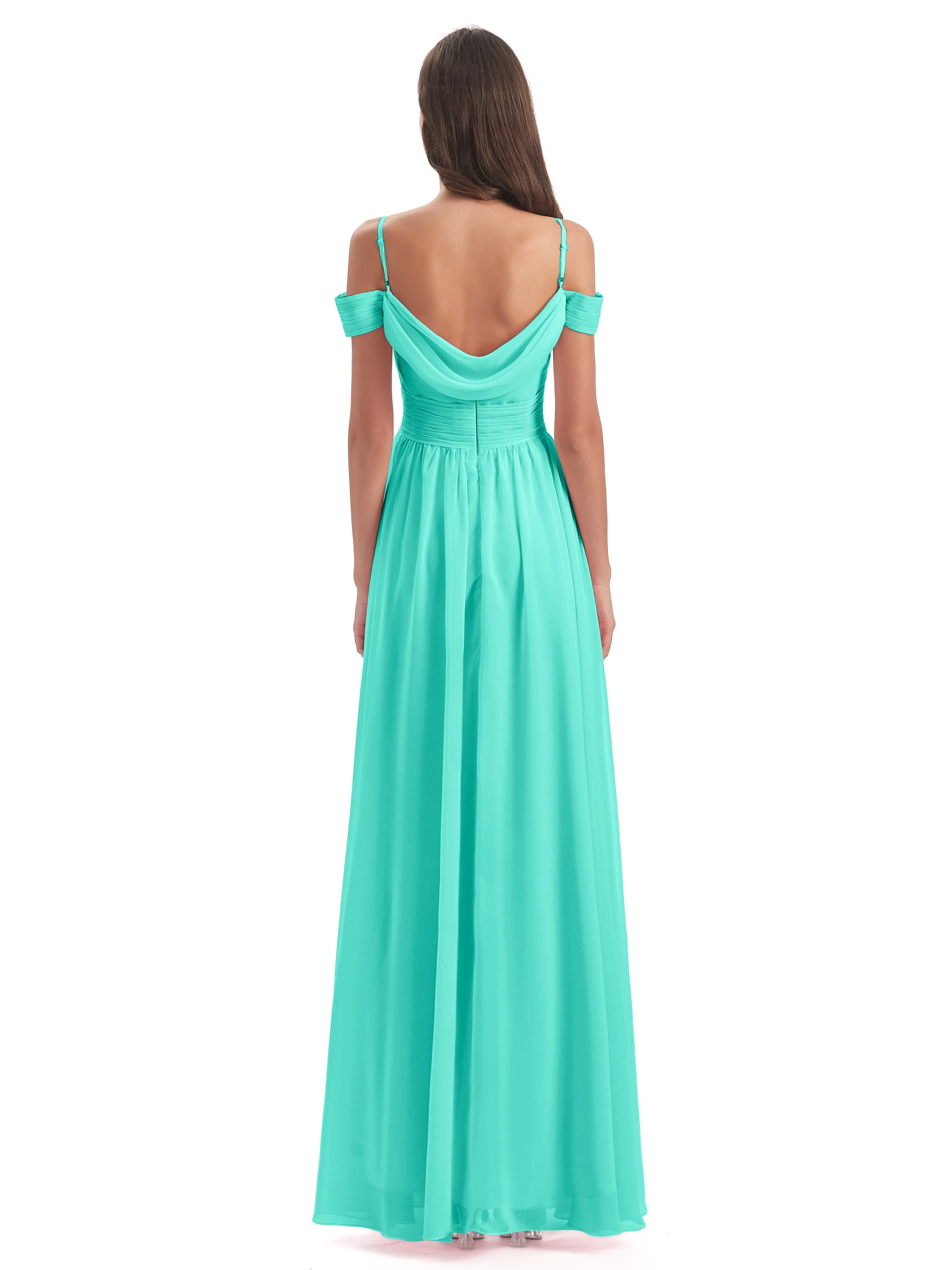 Gorgeous Chiffon Off The Shoulder Long Bridesmaid Dresses