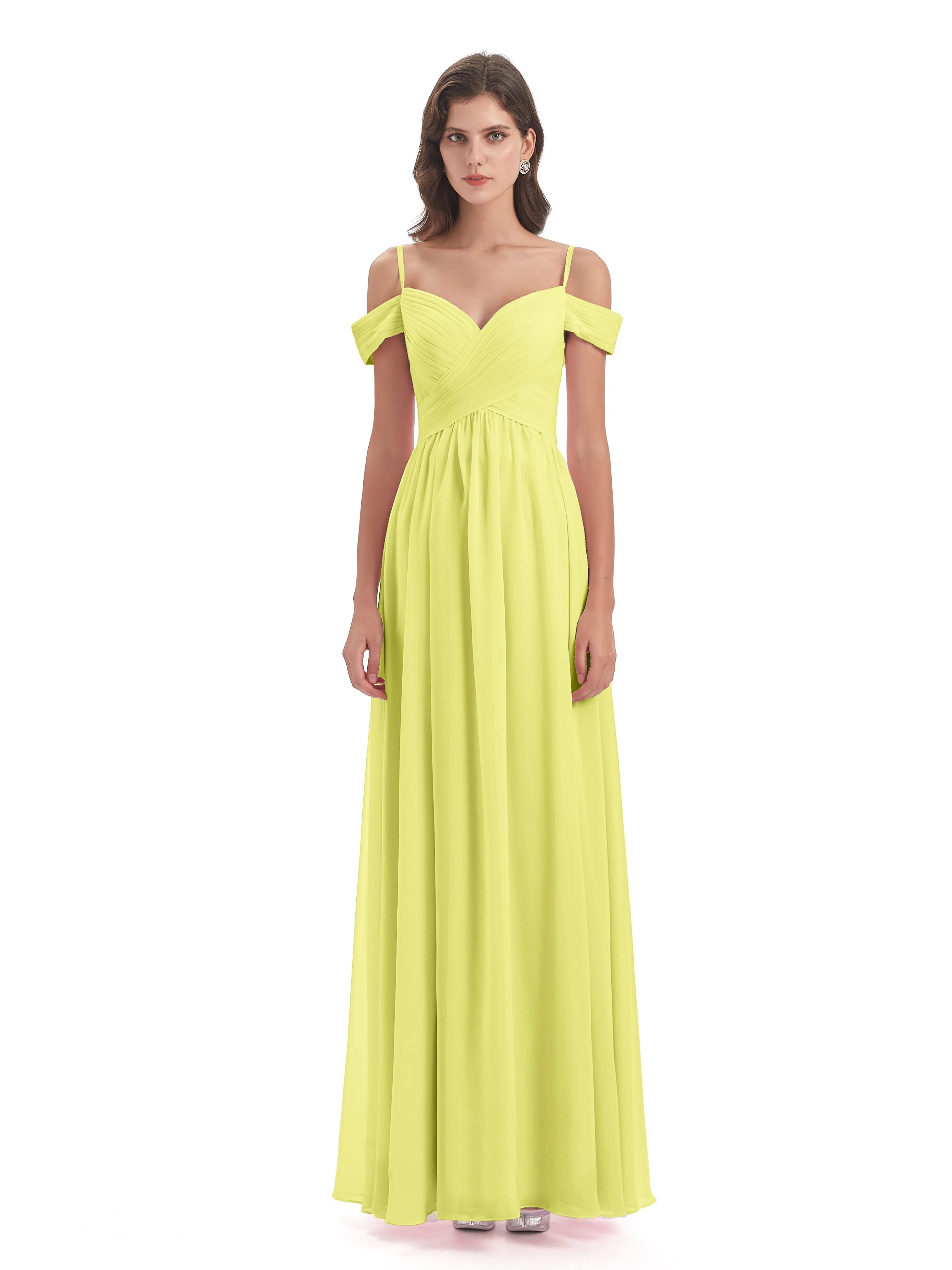 Gorgeous Chiffon Off The Shoulder Long Bridesmaid Dresses