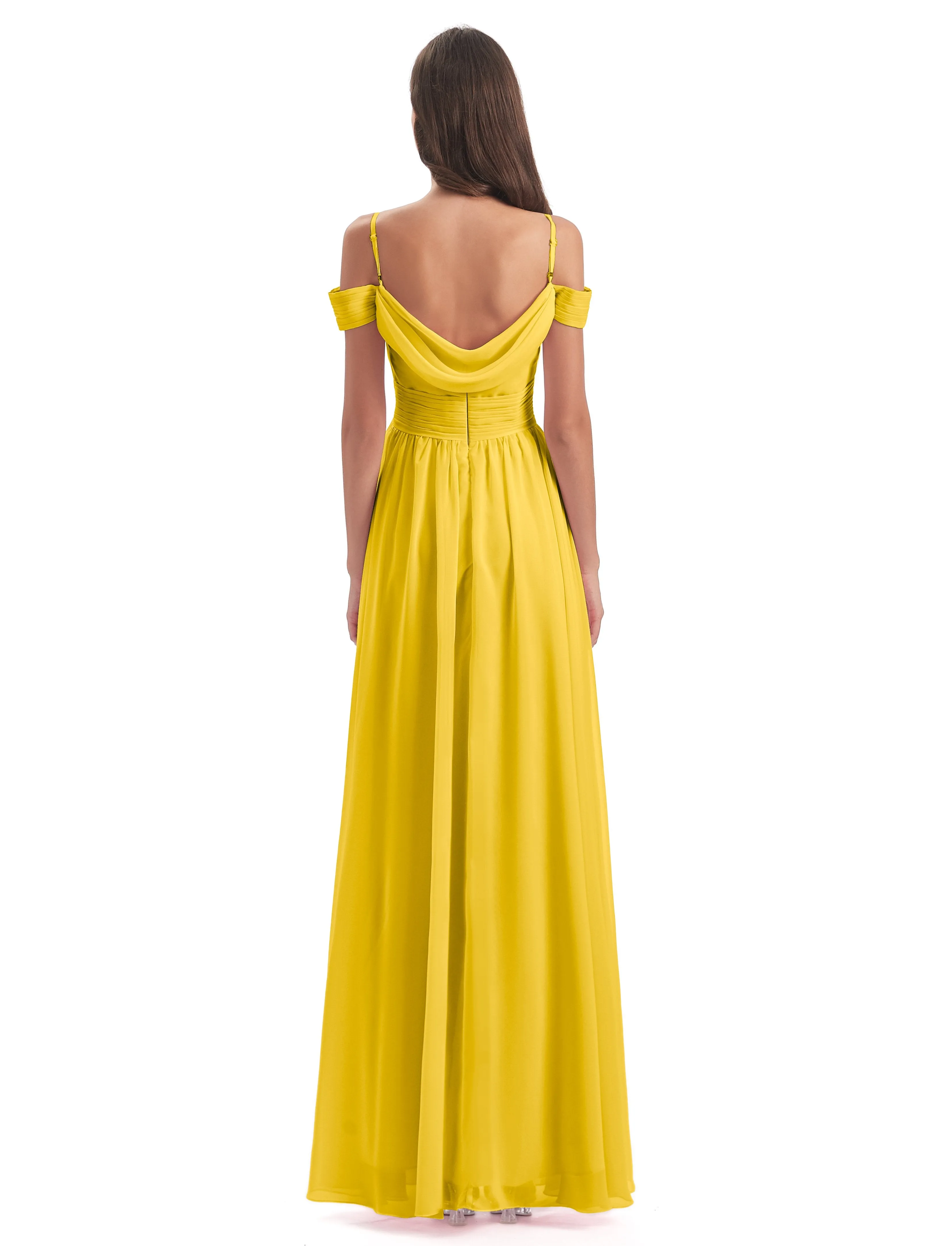 Gorgeous Chiffon Off The Shoulder Long Bridesmaid Dresses