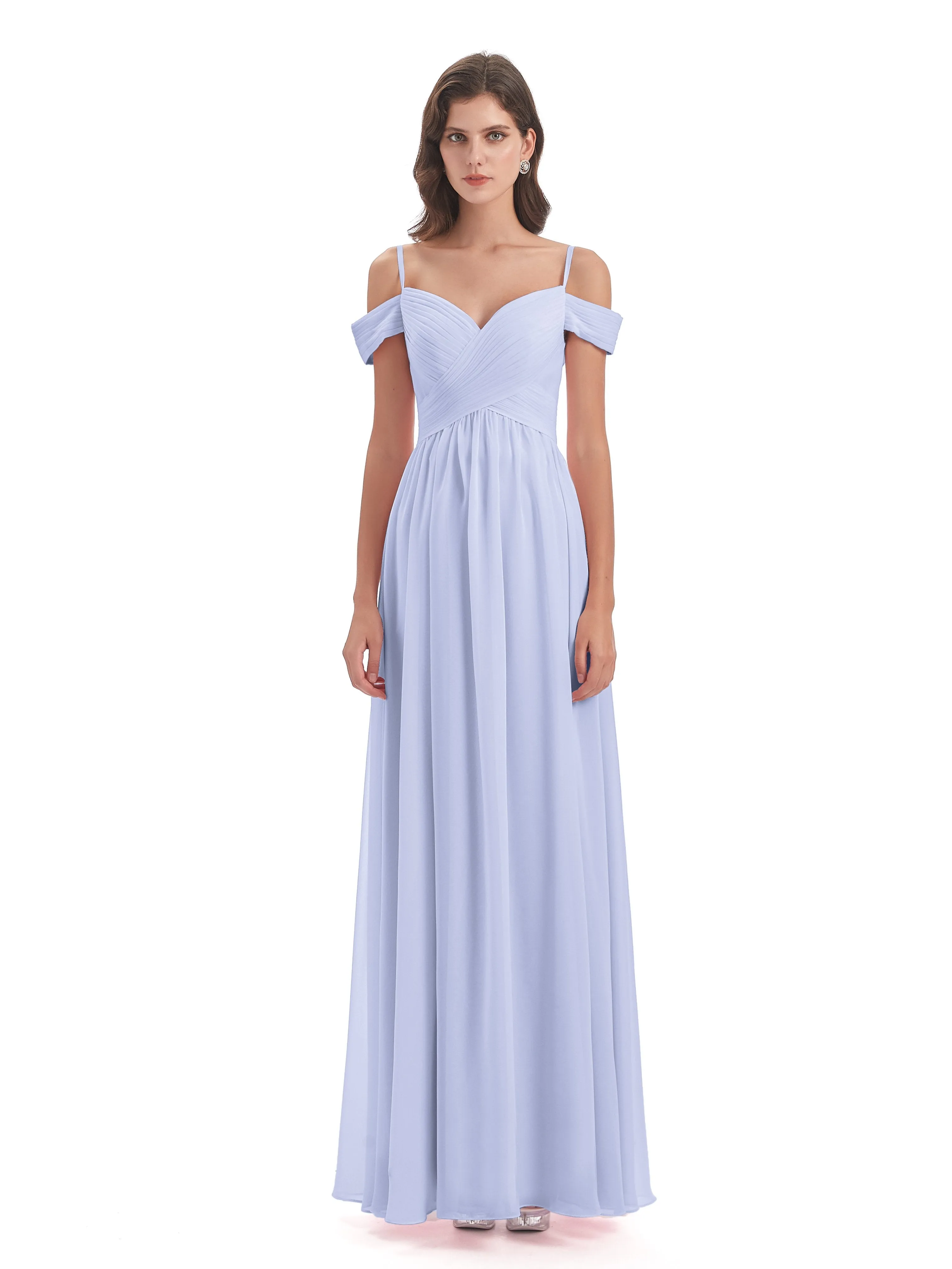 Gorgeous Chiffon Off The Shoulder Long Bridesmaid Dresses