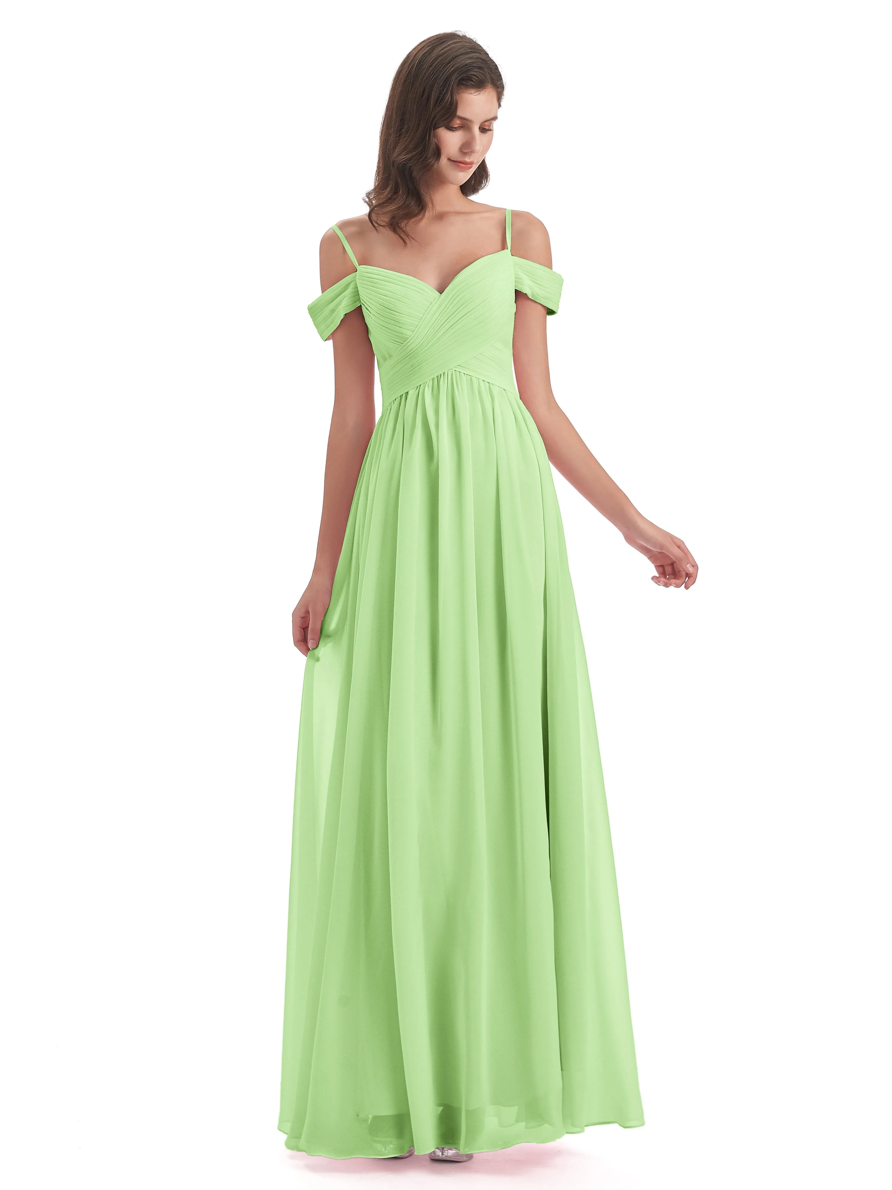 Gorgeous Chiffon Off The Shoulder Long Bridesmaid Dresses