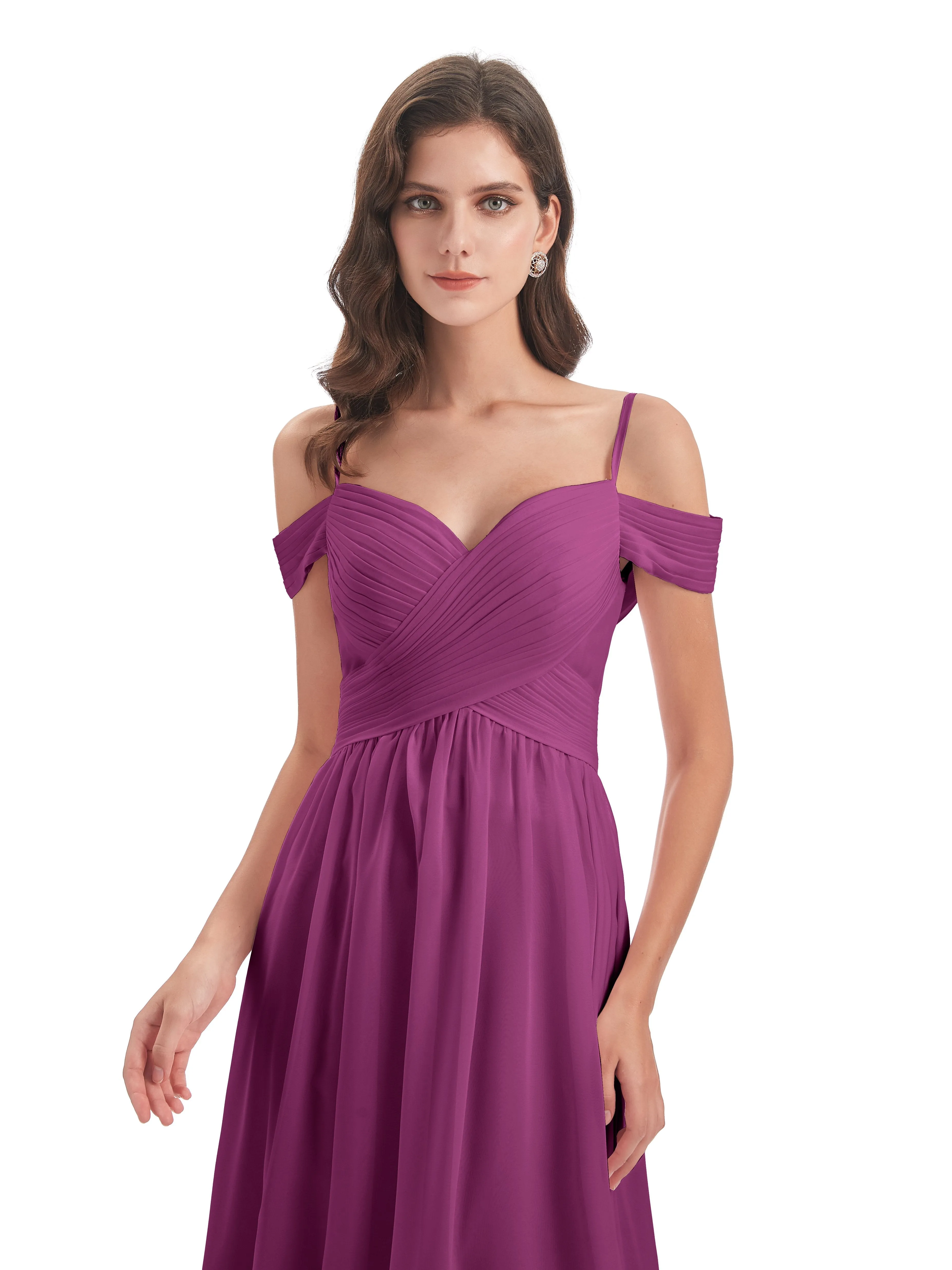 Gorgeous Chiffon Off The Shoulder Long Bridesmaid Dresses