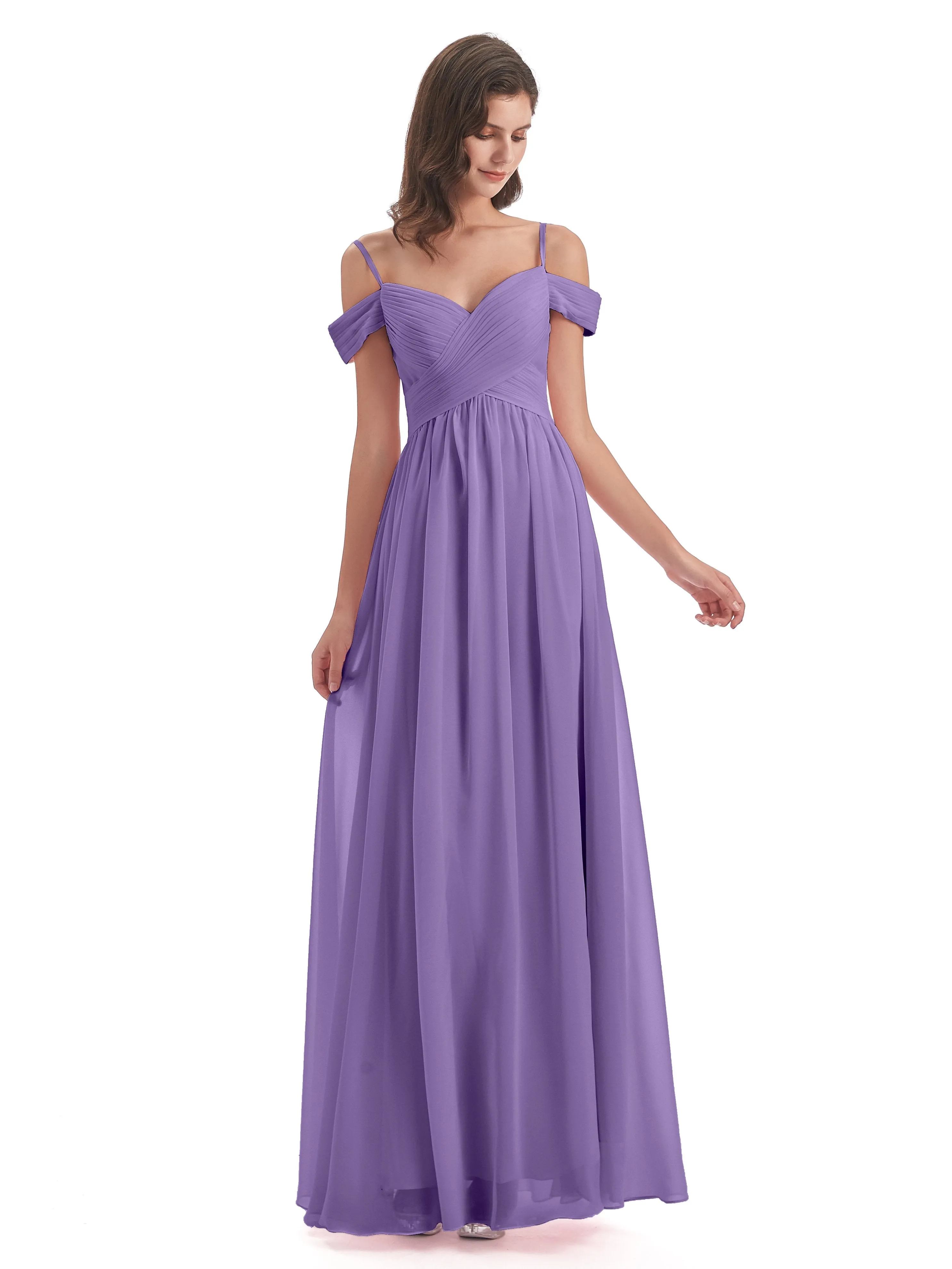 Gorgeous Chiffon Off The Shoulder Long Bridesmaid Dresses