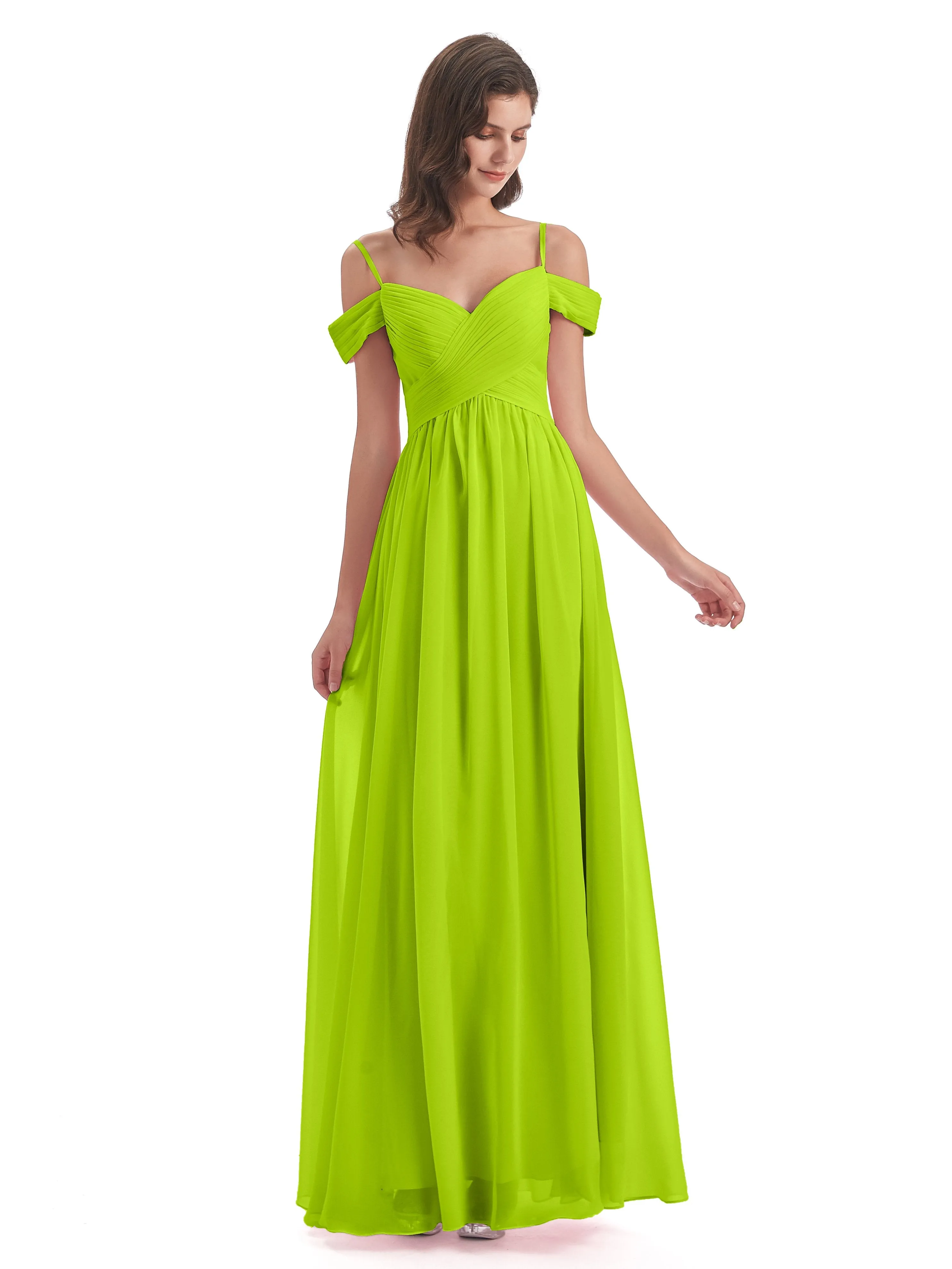 Gorgeous Chiffon Off The Shoulder Long Bridesmaid Dresses