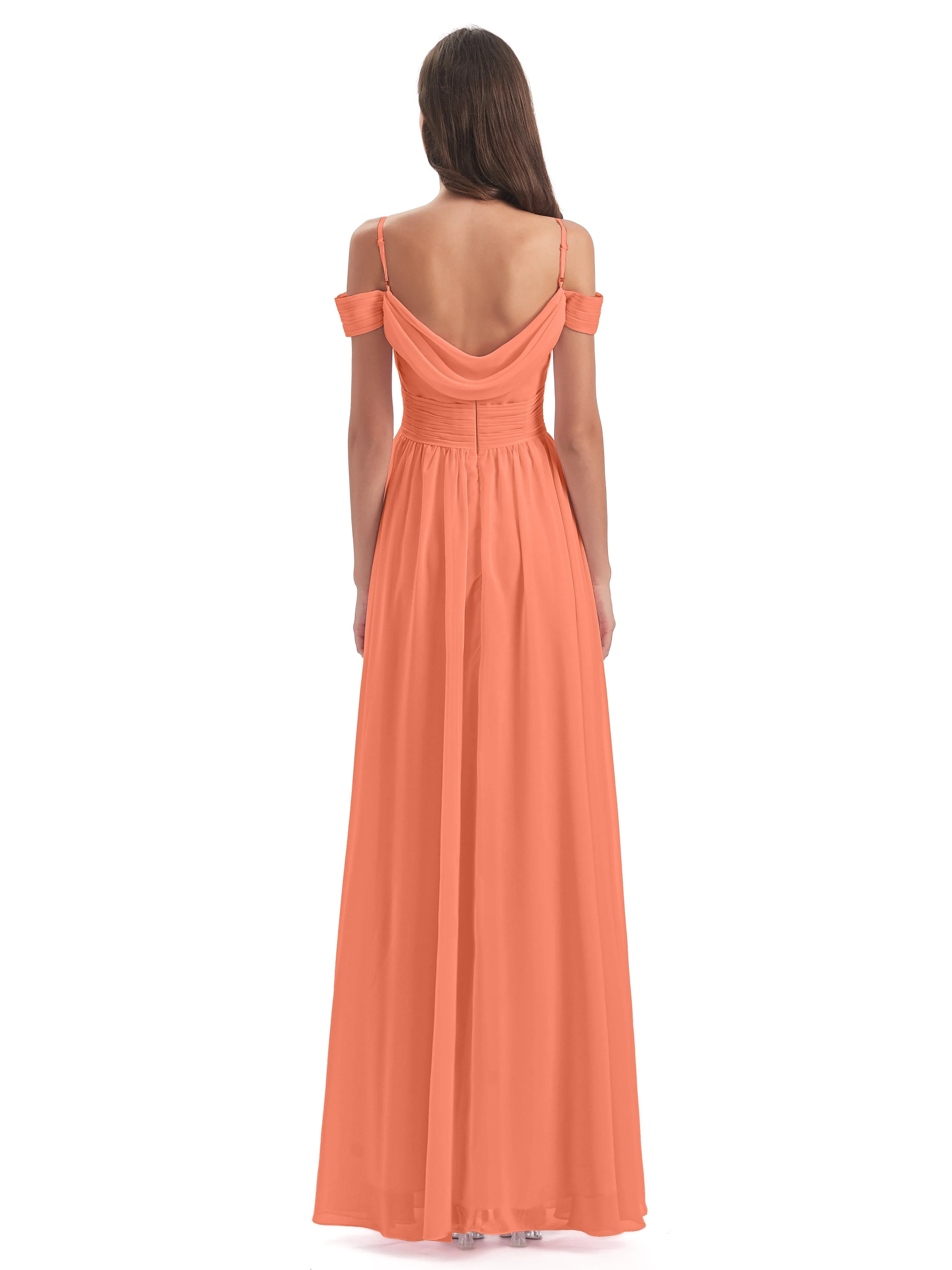 Gorgeous Chiffon Off The Shoulder Long Bridesmaid Dresses