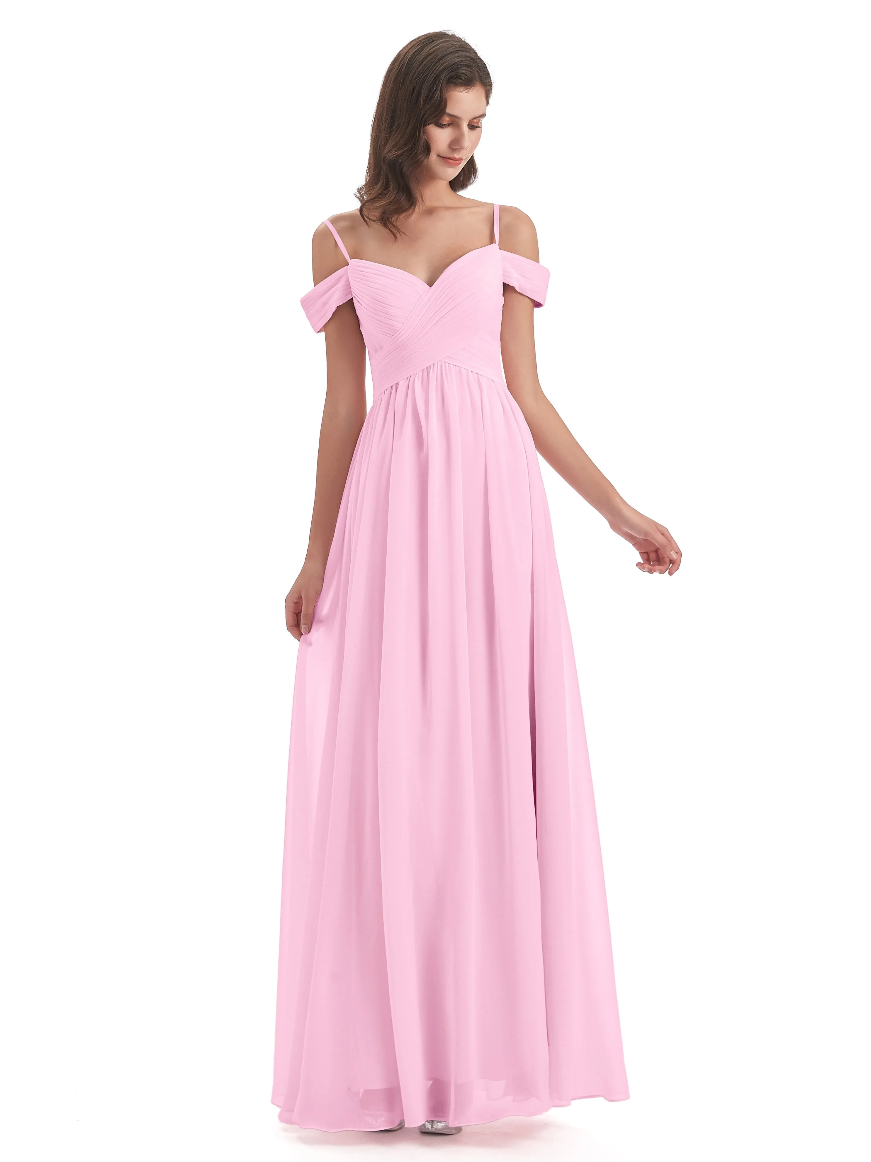 Gorgeous Chiffon Off The Shoulder Long Bridesmaid Dresses