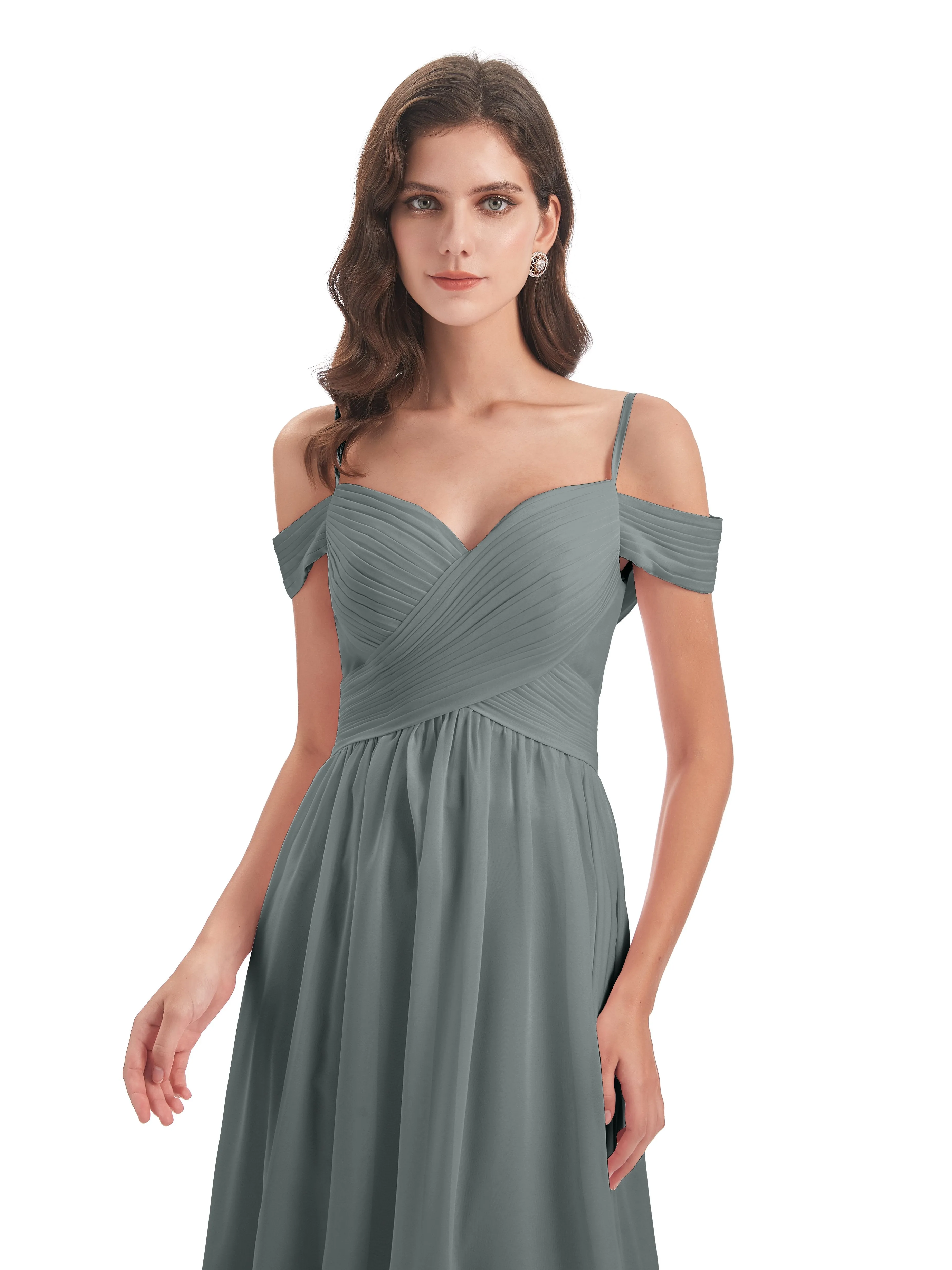 Gorgeous Chiffon Off The Shoulder Long Bridesmaid Dresses