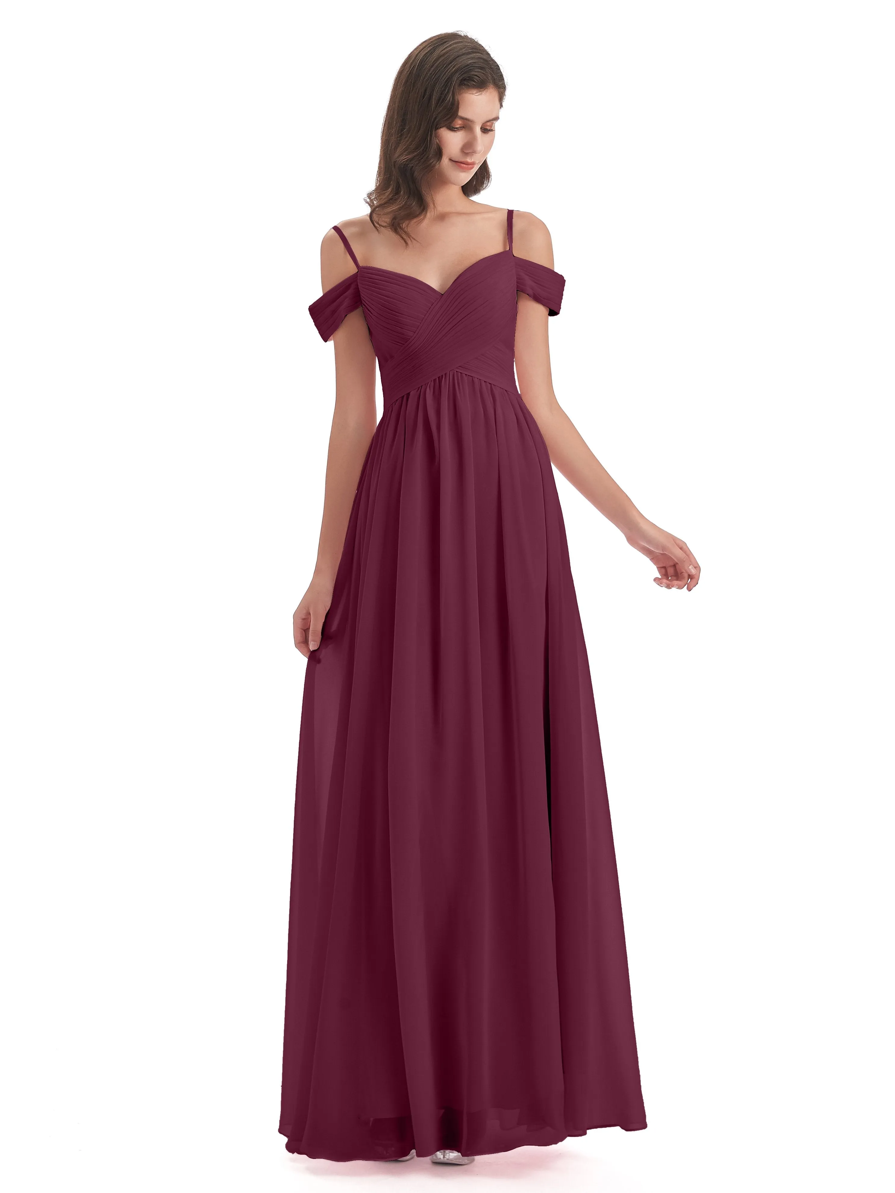 Gorgeous Chiffon Off The Shoulder Long Bridesmaid Dresses