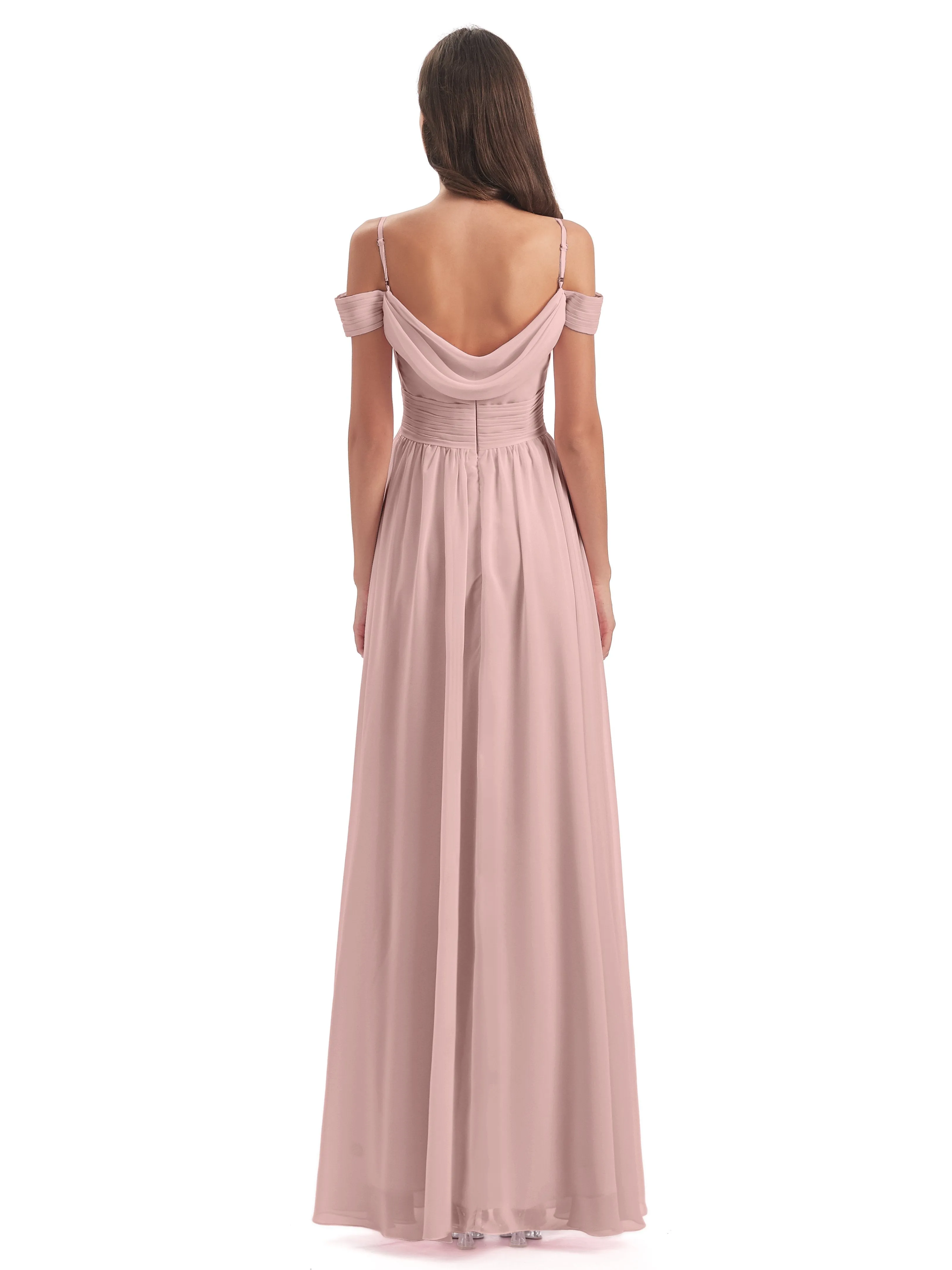 Gorgeous Chiffon Off The Shoulder Long Bridesmaid Dresses