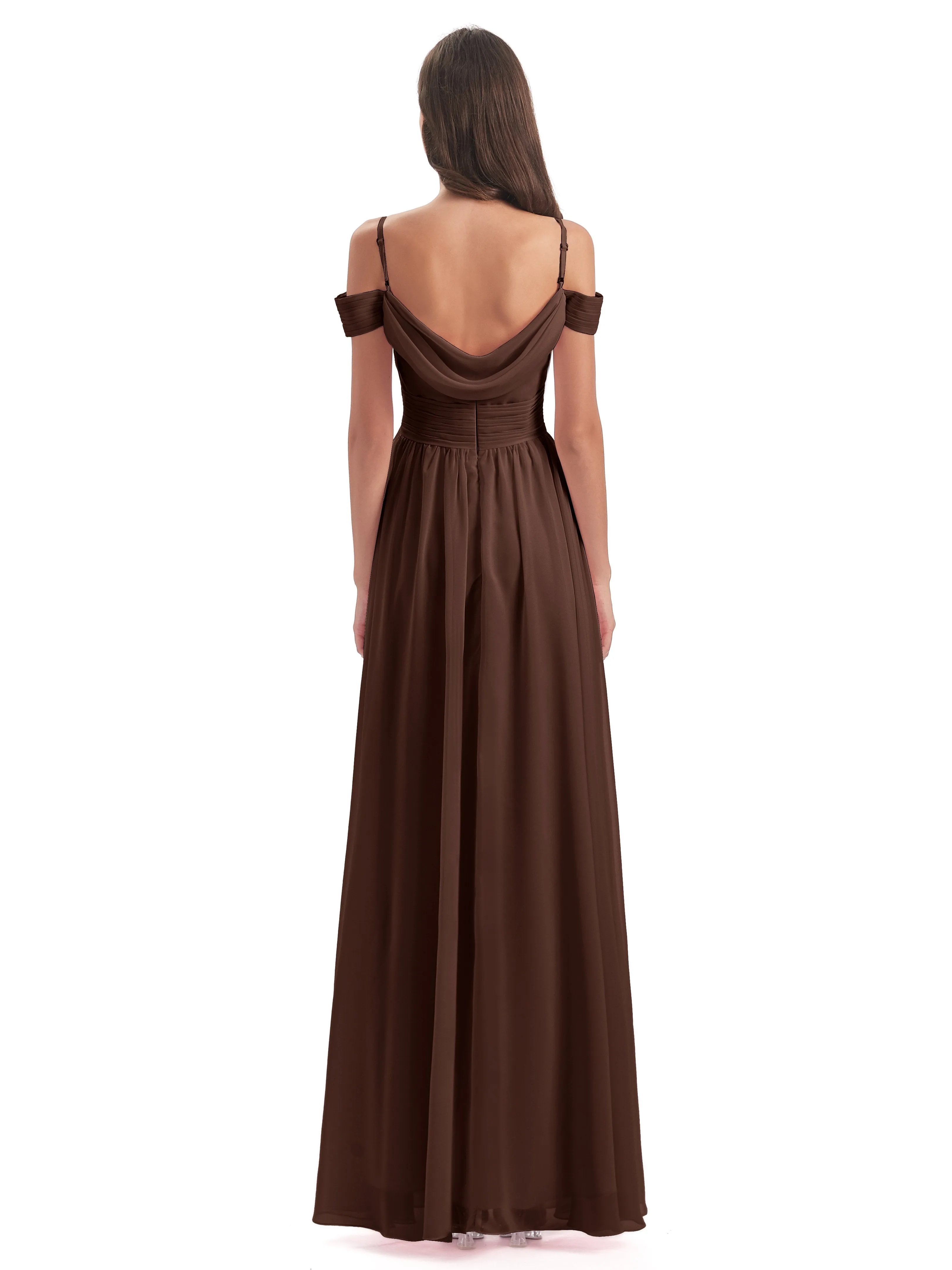 Gorgeous Chiffon Off The Shoulder Long Bridesmaid Dresses