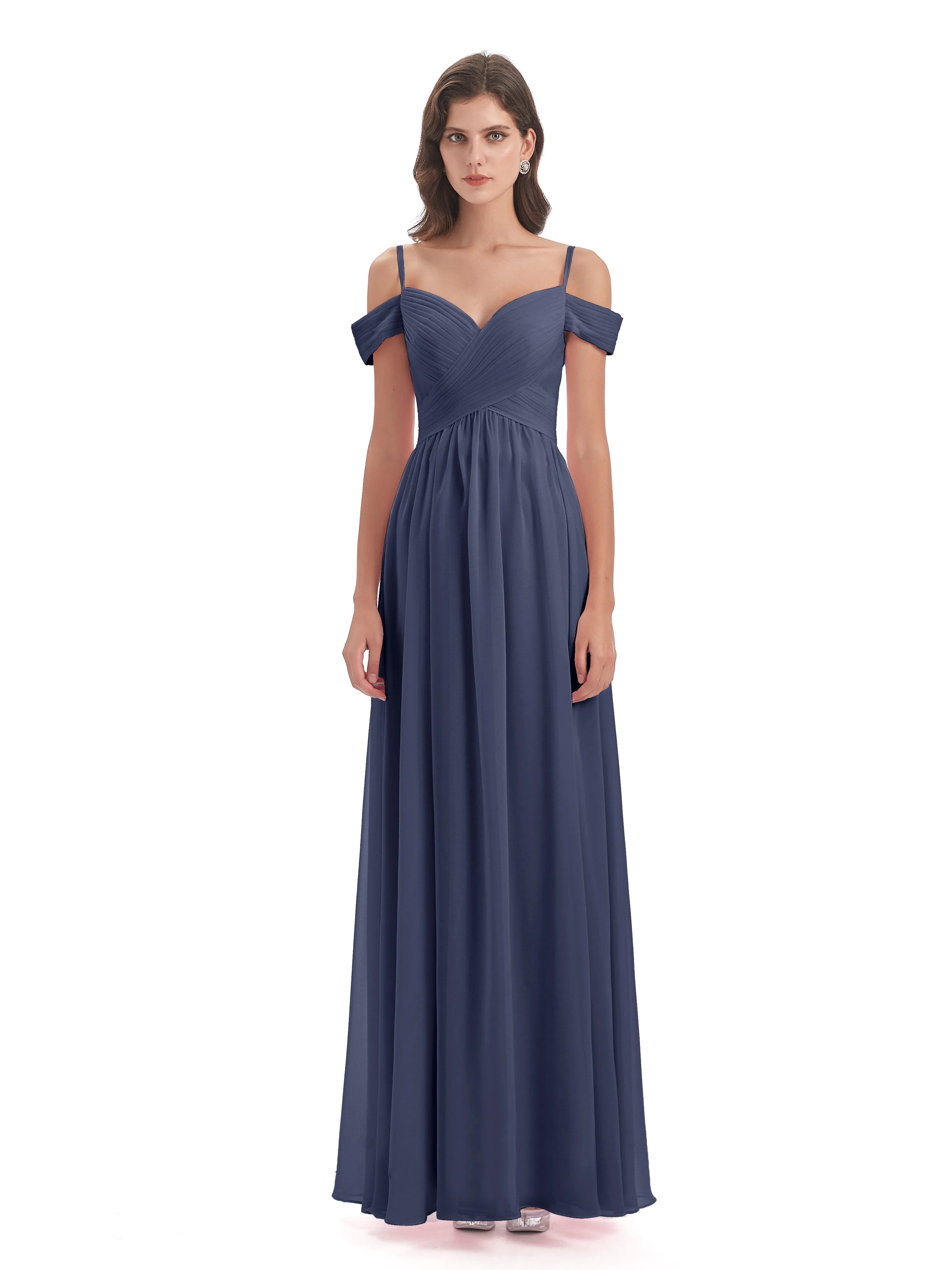 Gorgeous Chiffon Off The Shoulder Long Bridesmaid Dresses