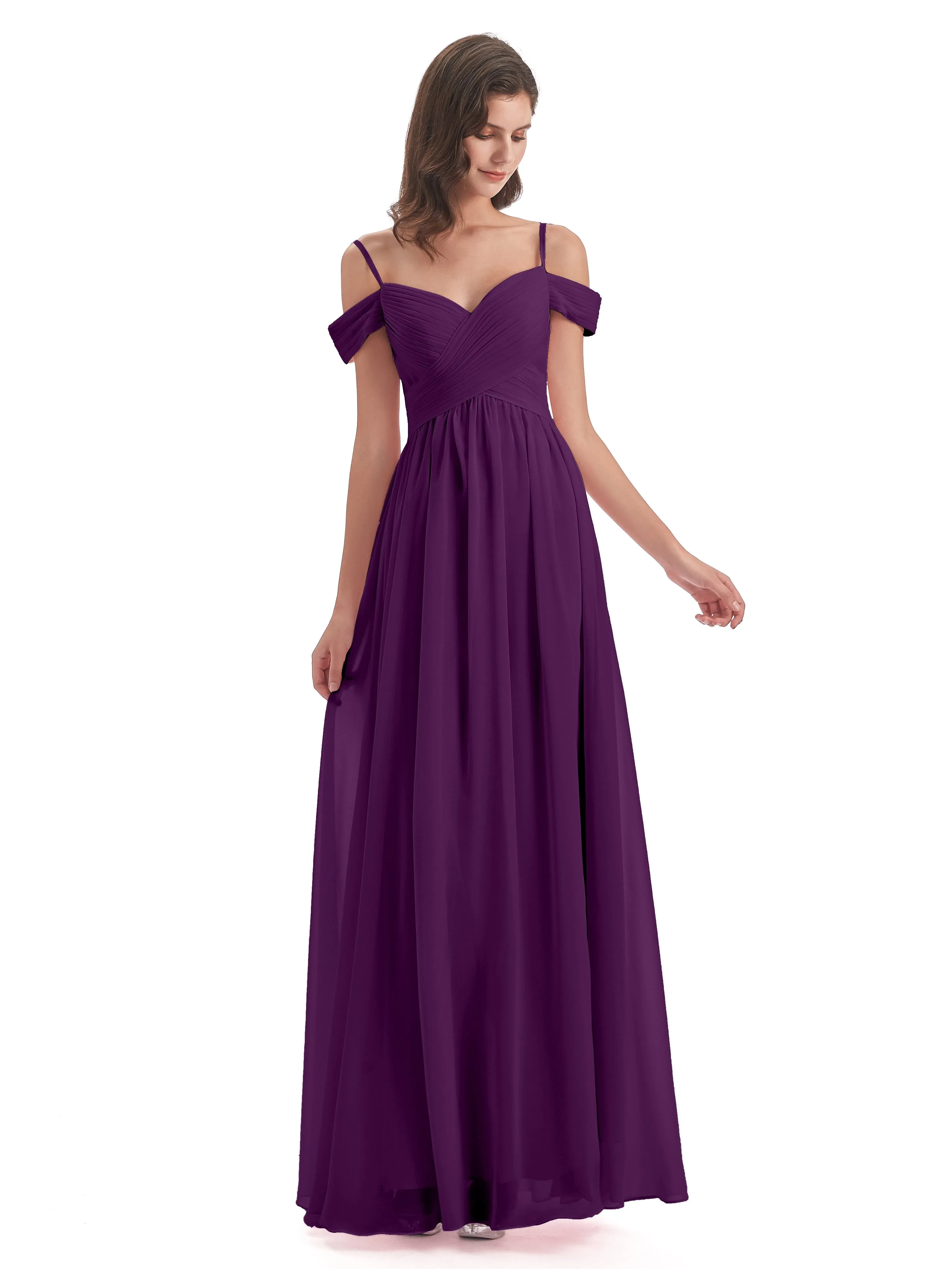 Gorgeous Chiffon Off The Shoulder Long Bridesmaid Dresses