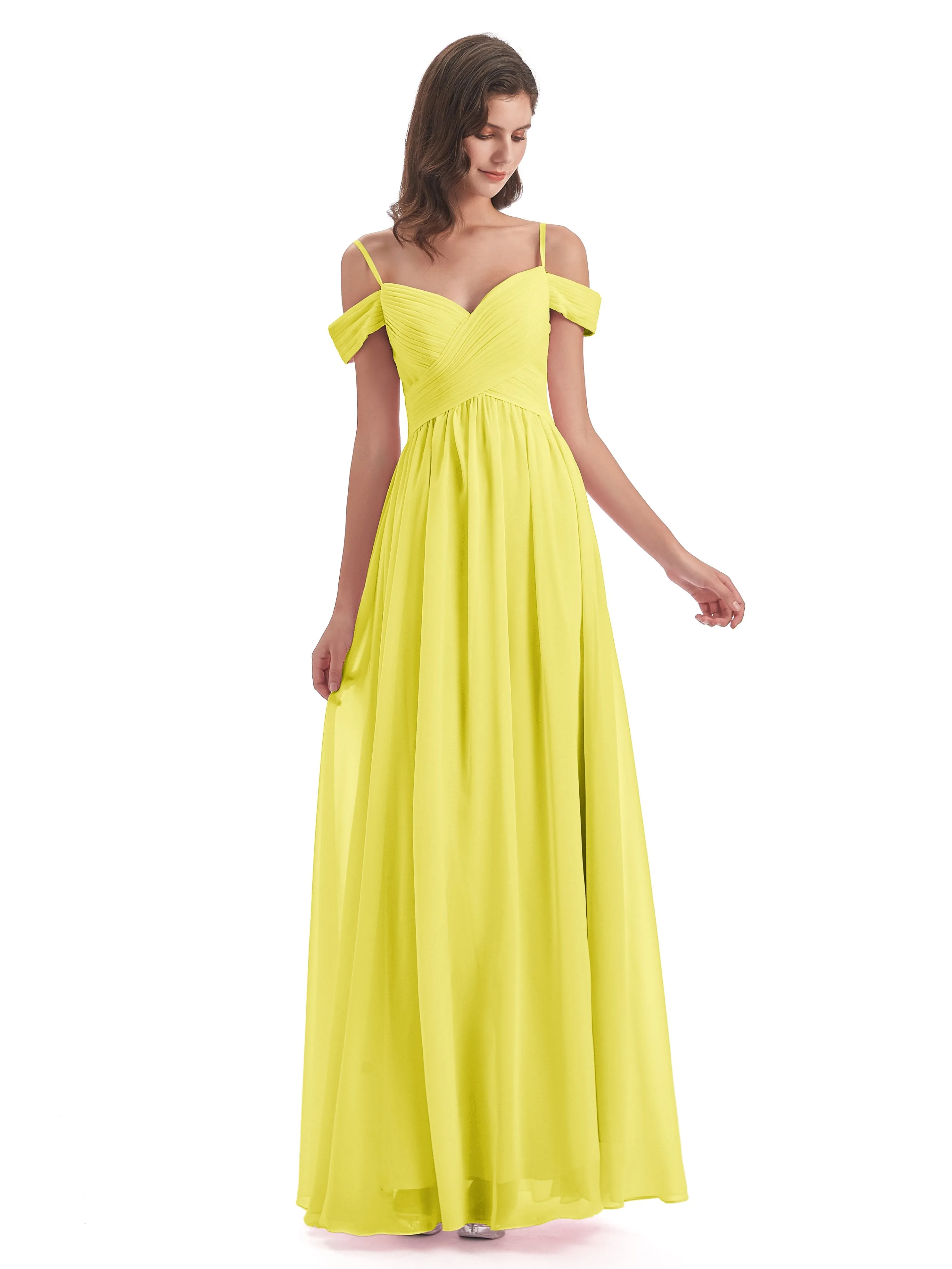 Gorgeous Chiffon Off The Shoulder Long Bridesmaid Dresses