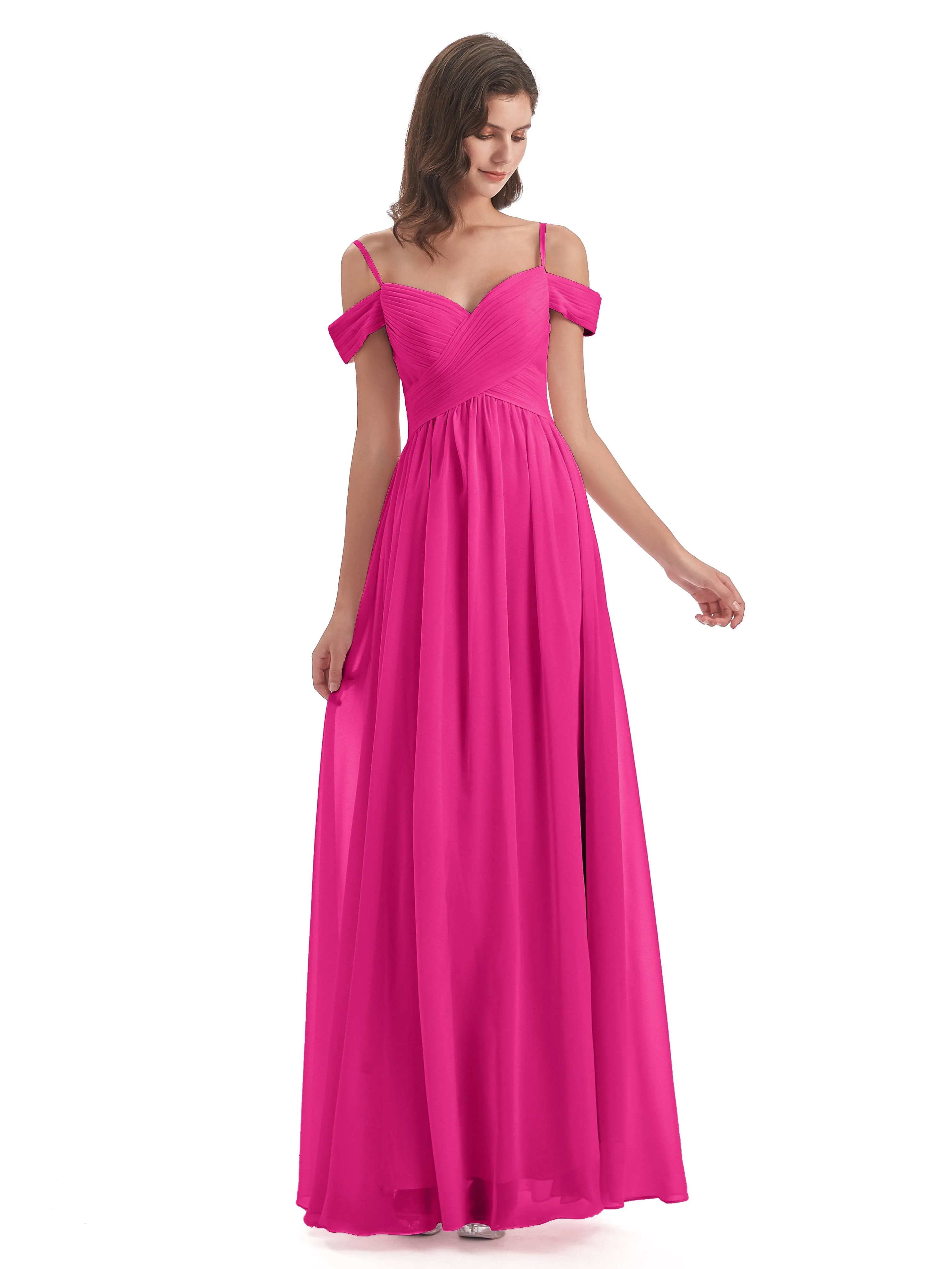 Gorgeous Chiffon Off The Shoulder Long Bridesmaid Dresses